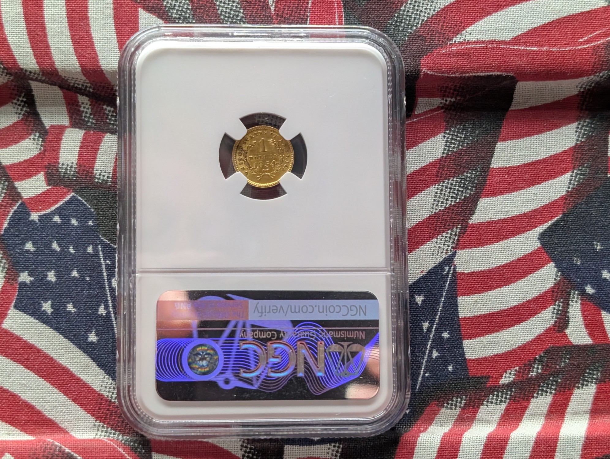 1854 Type 1 Liberty Head 90% Gold Dollar NGC MS62 - Key Coin