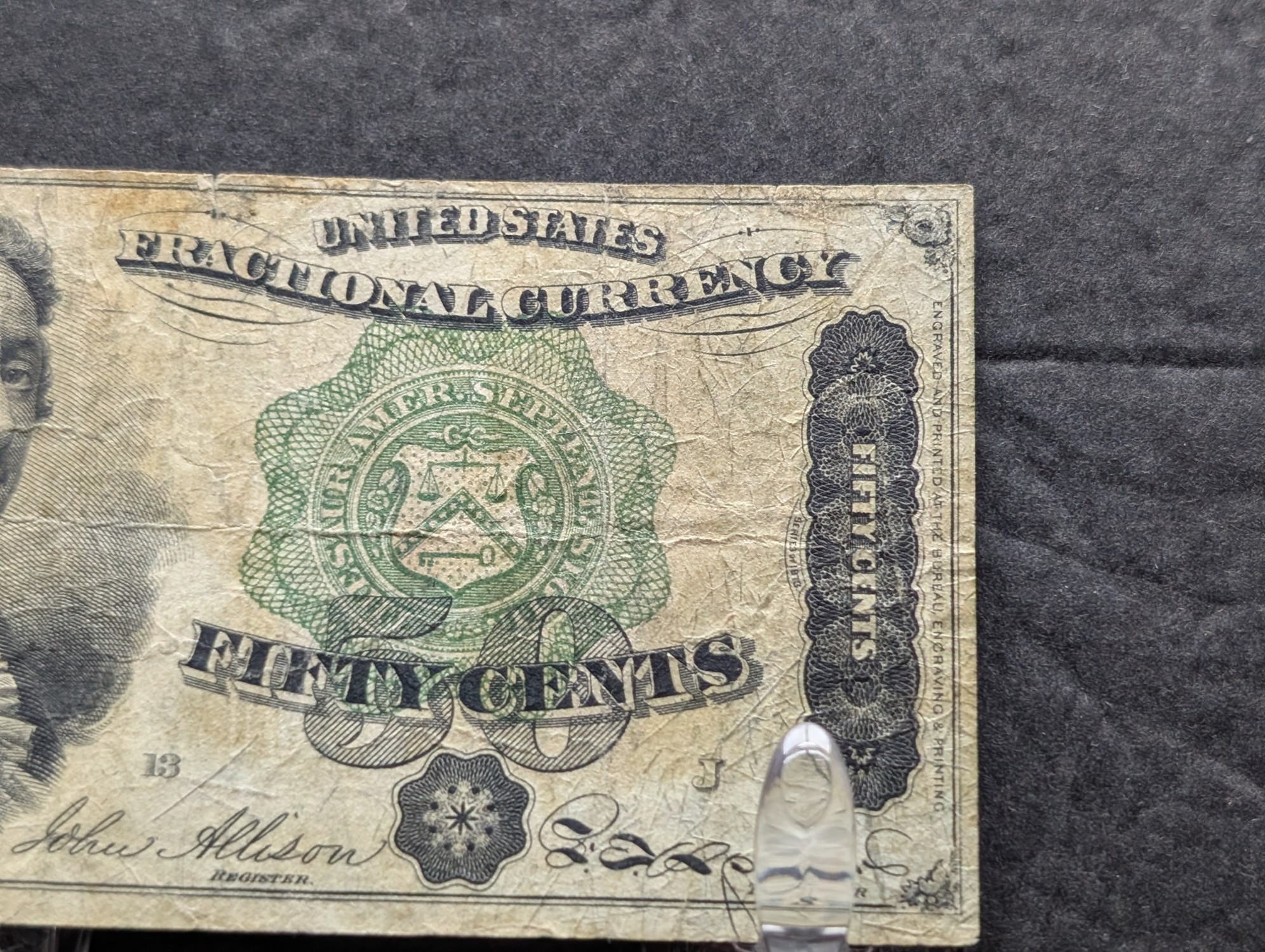 1873 United States 50 Cent Fractional Currency Note - Better Note