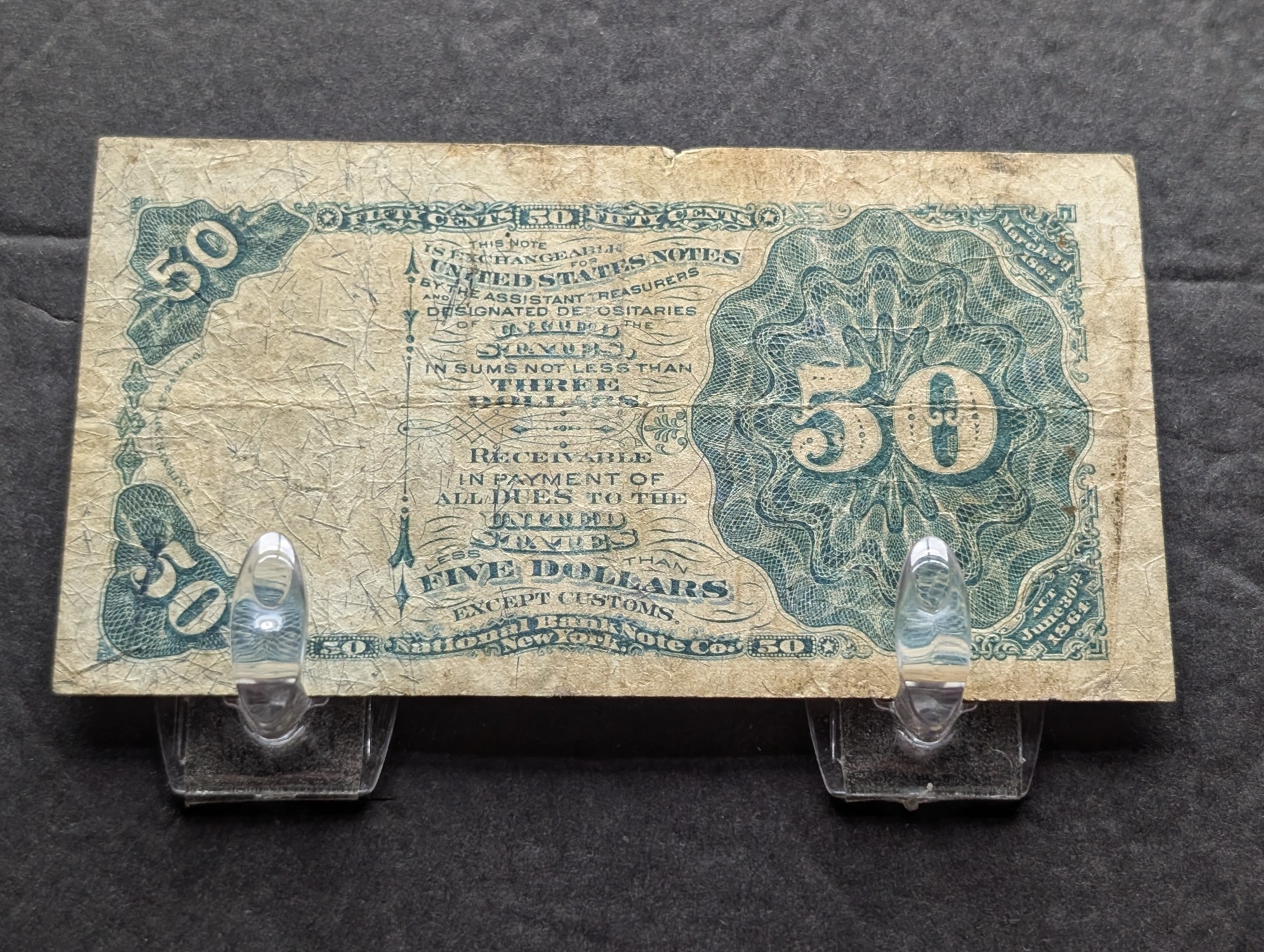 1873 United States 50 Cent Fractional Currency Note - Better Note