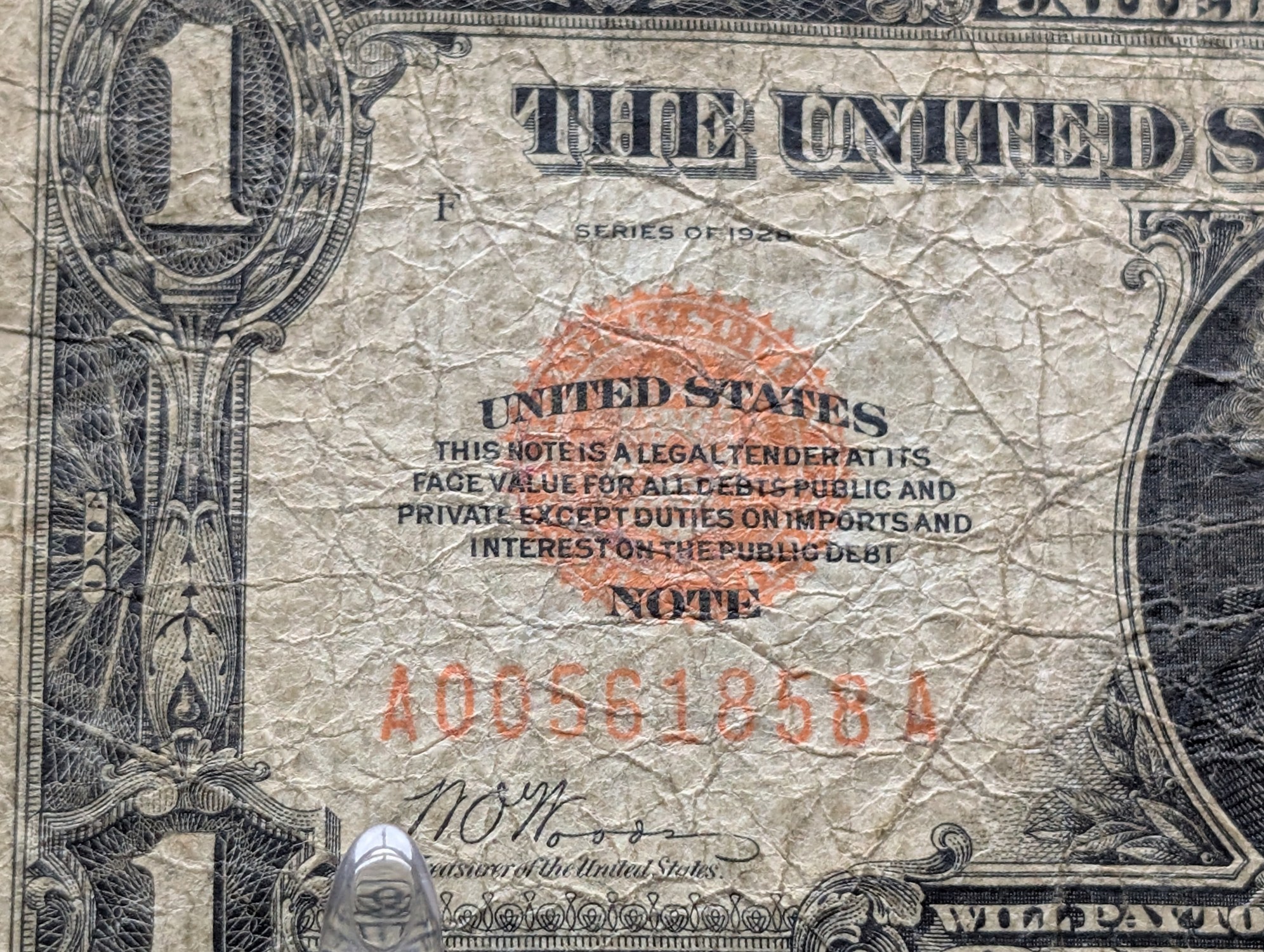 1928 Series $1 United States Funny Back Note - Rare