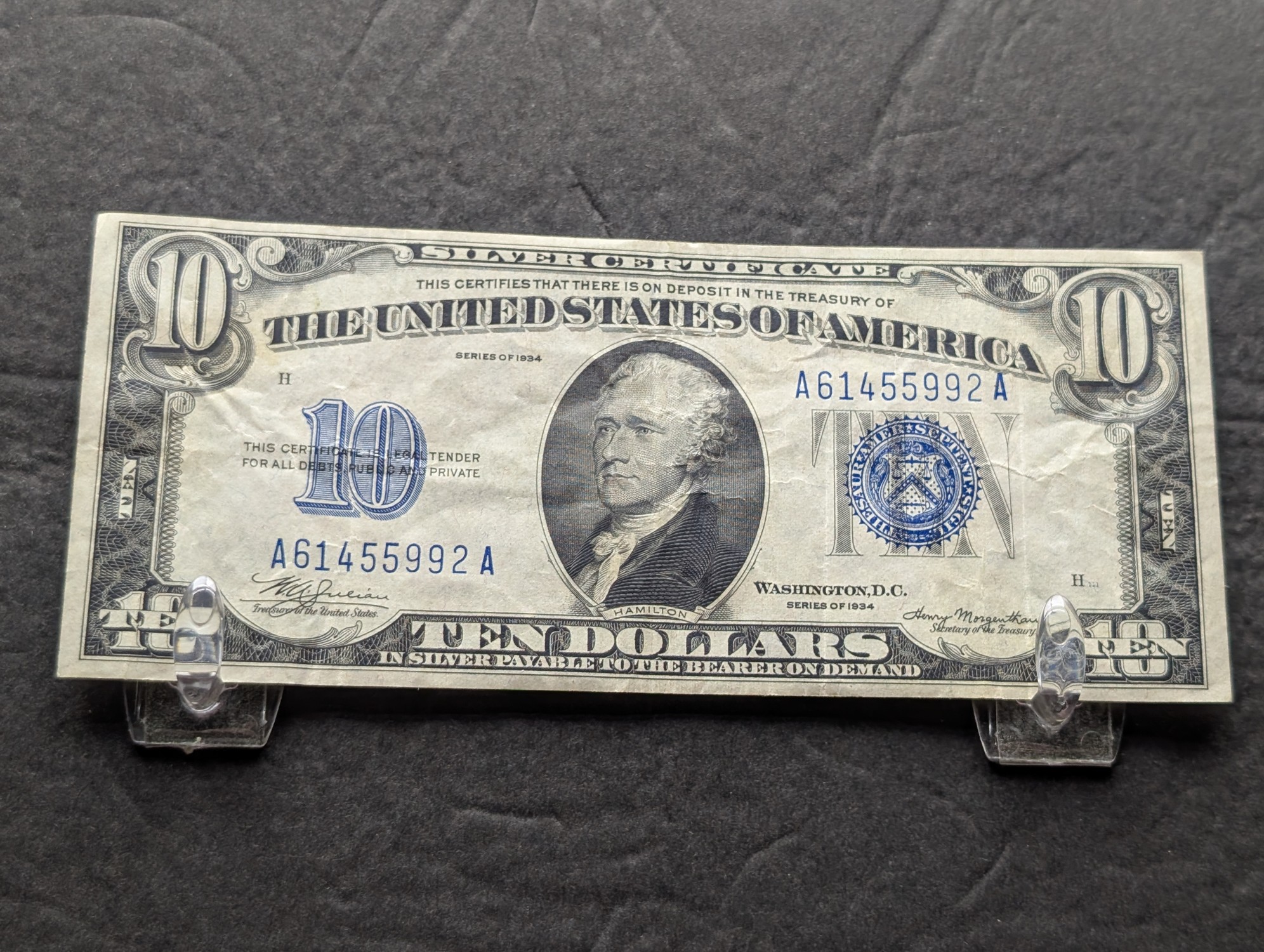 1934 Series $10 Silver Certificate - Better Than Average Note