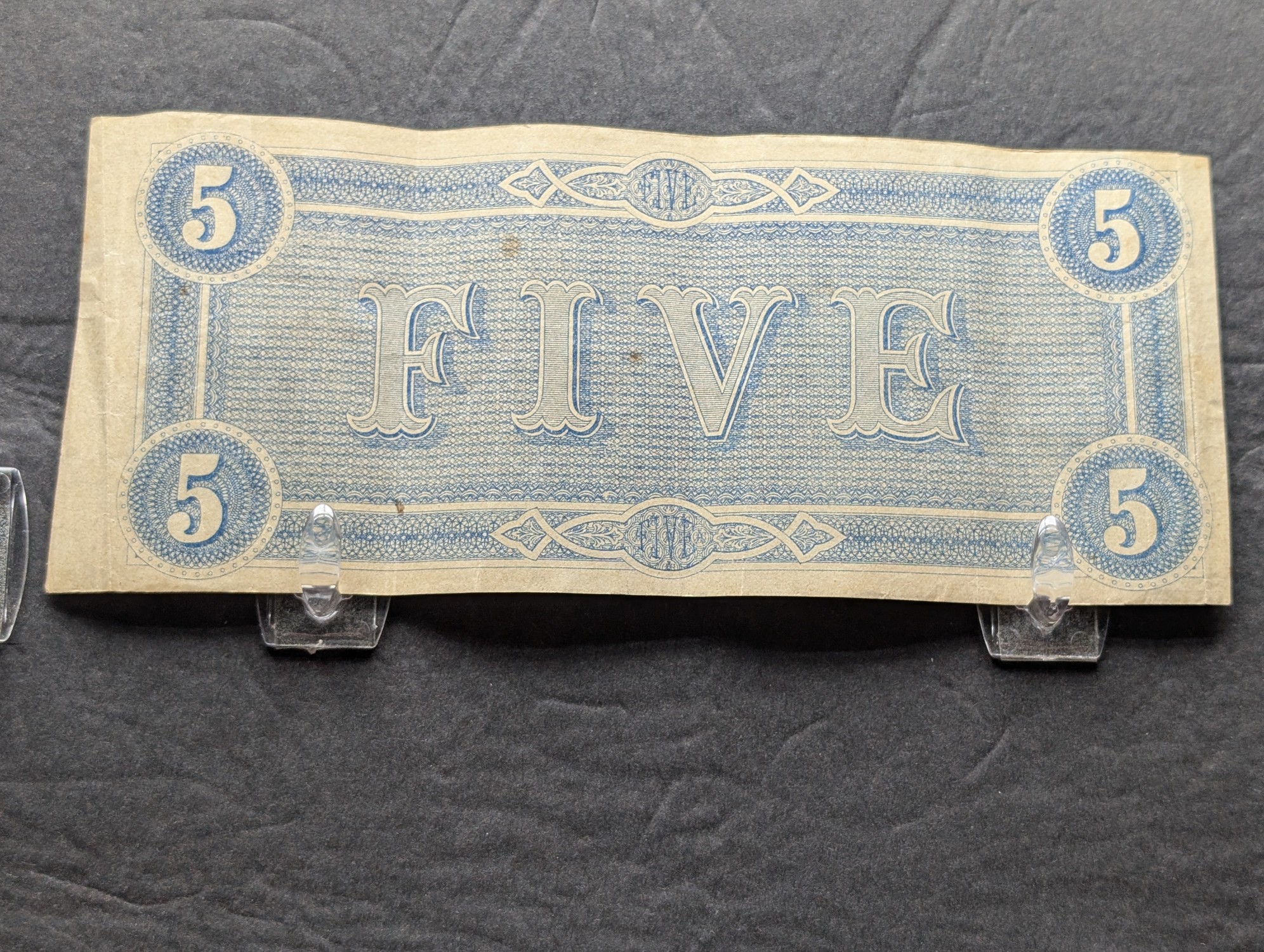 1864 $5 Confederate States of America Note - Very Nice Note
