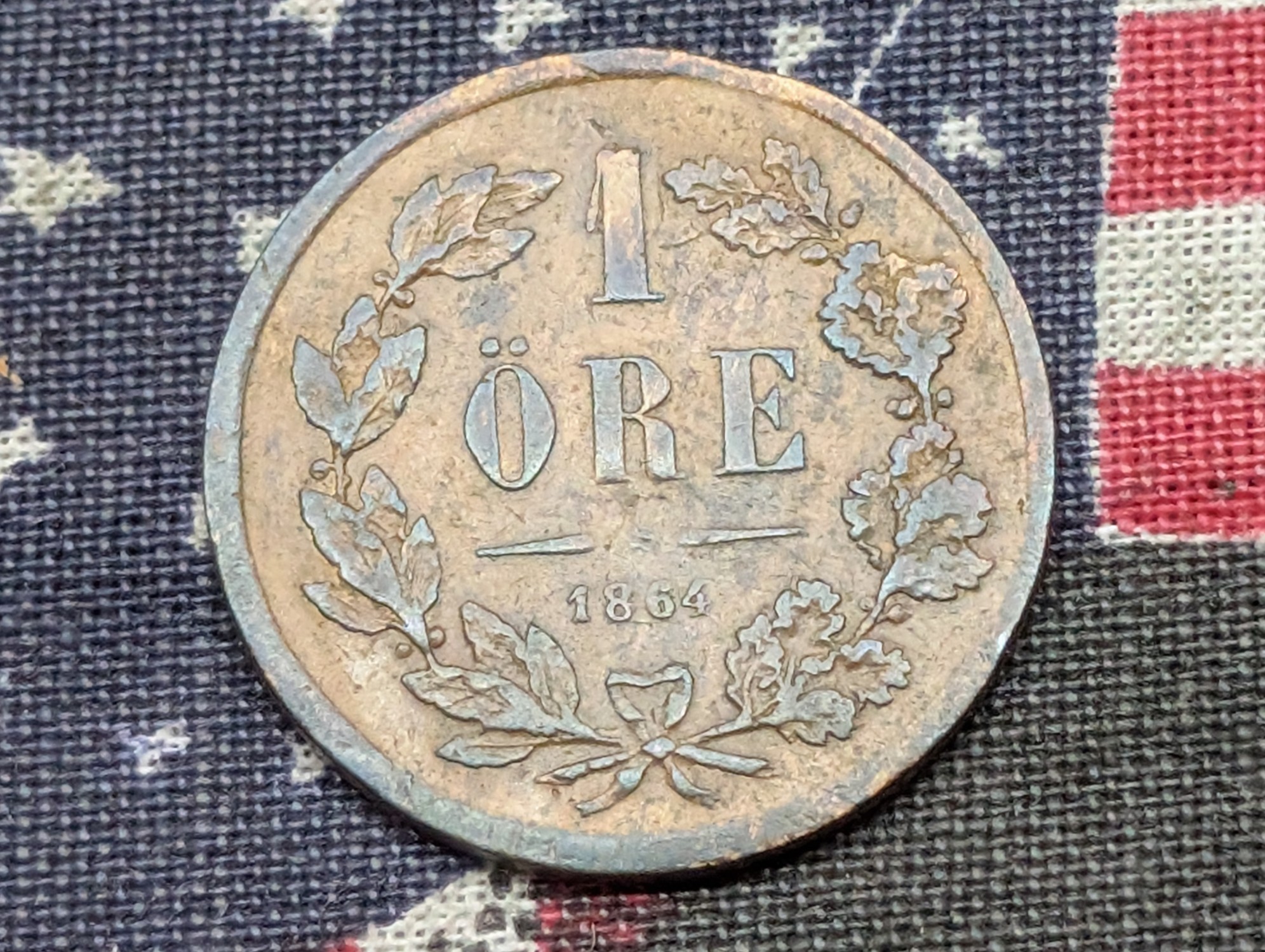 1864 Swedish (Civil War Era) 1 Ore, 162 Years Old!