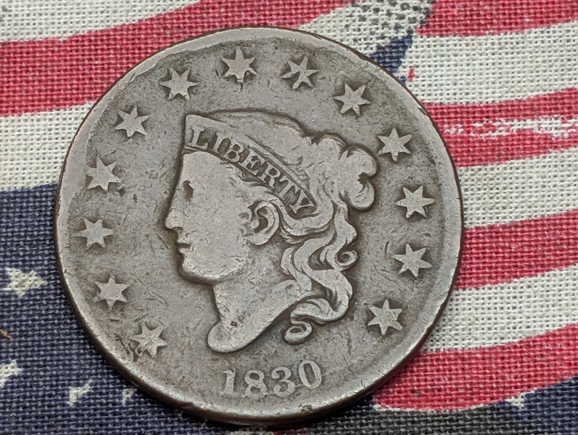 1830 US Coronet Head Large Cent, 196 Years Old!