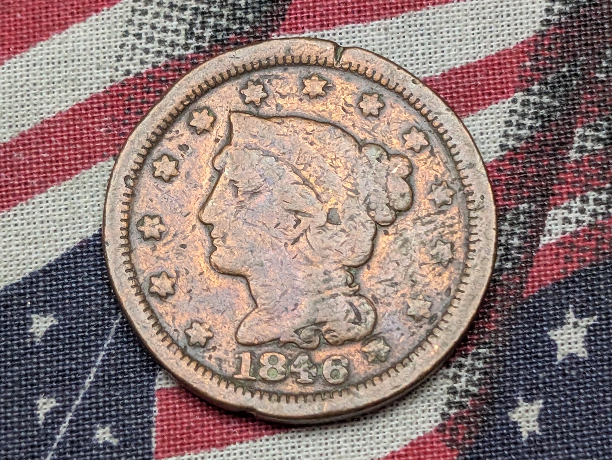 1846 Braided Hair US Large Cent, 162 Years Old!