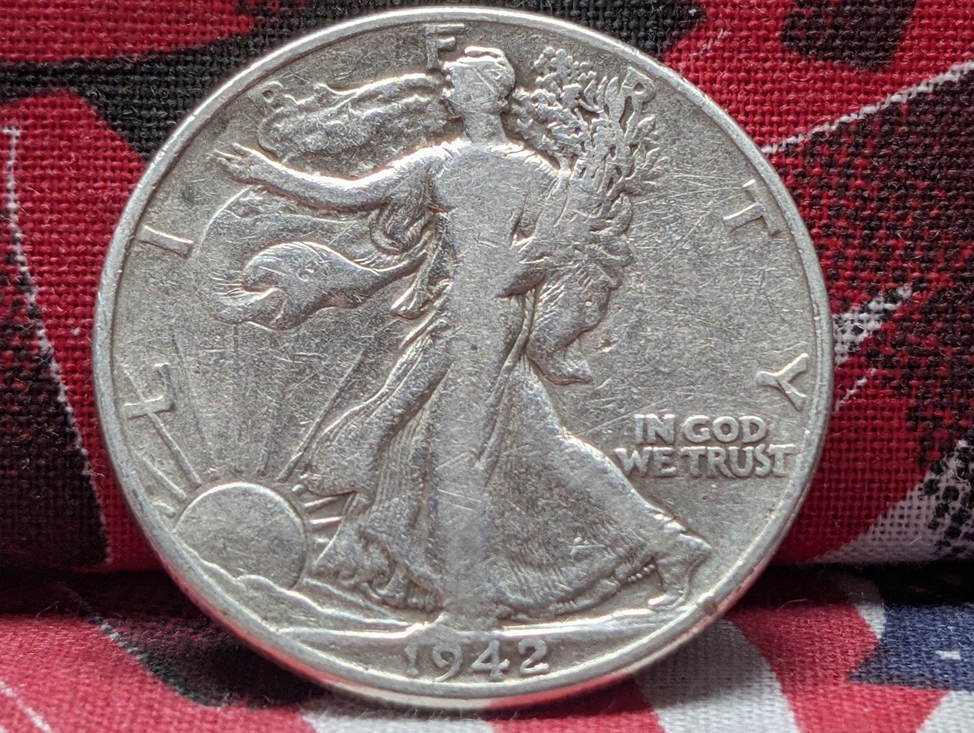 1942 Walking Liberty Half Dollar, (WWII ERA) 90% Silver, 84 Years old