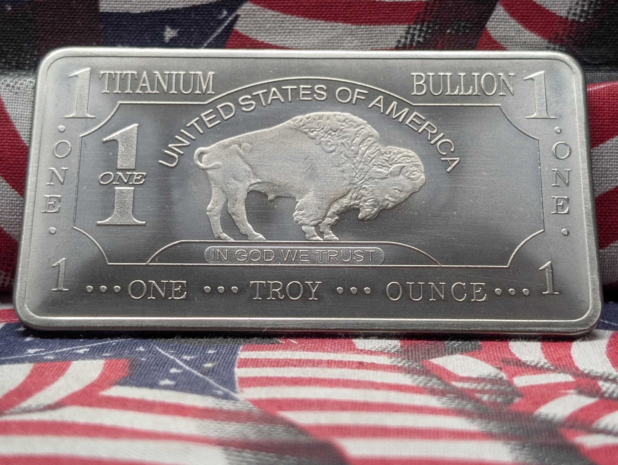 1 Troy Oz. .999 Pure Titanium, Buffalo Bar-BU, New
