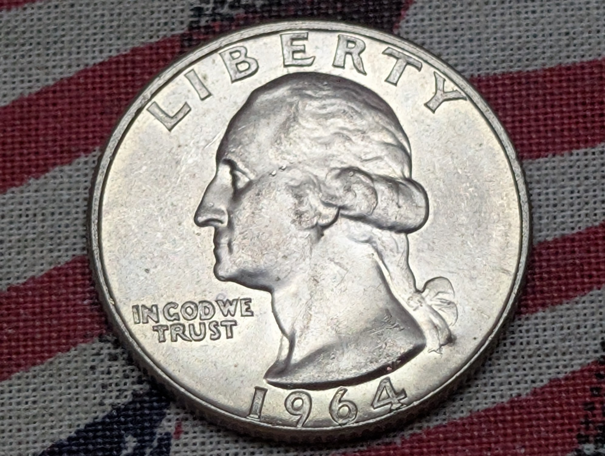 1964-D Washington Quarter, (BU) 90% Silver, 62 Years old