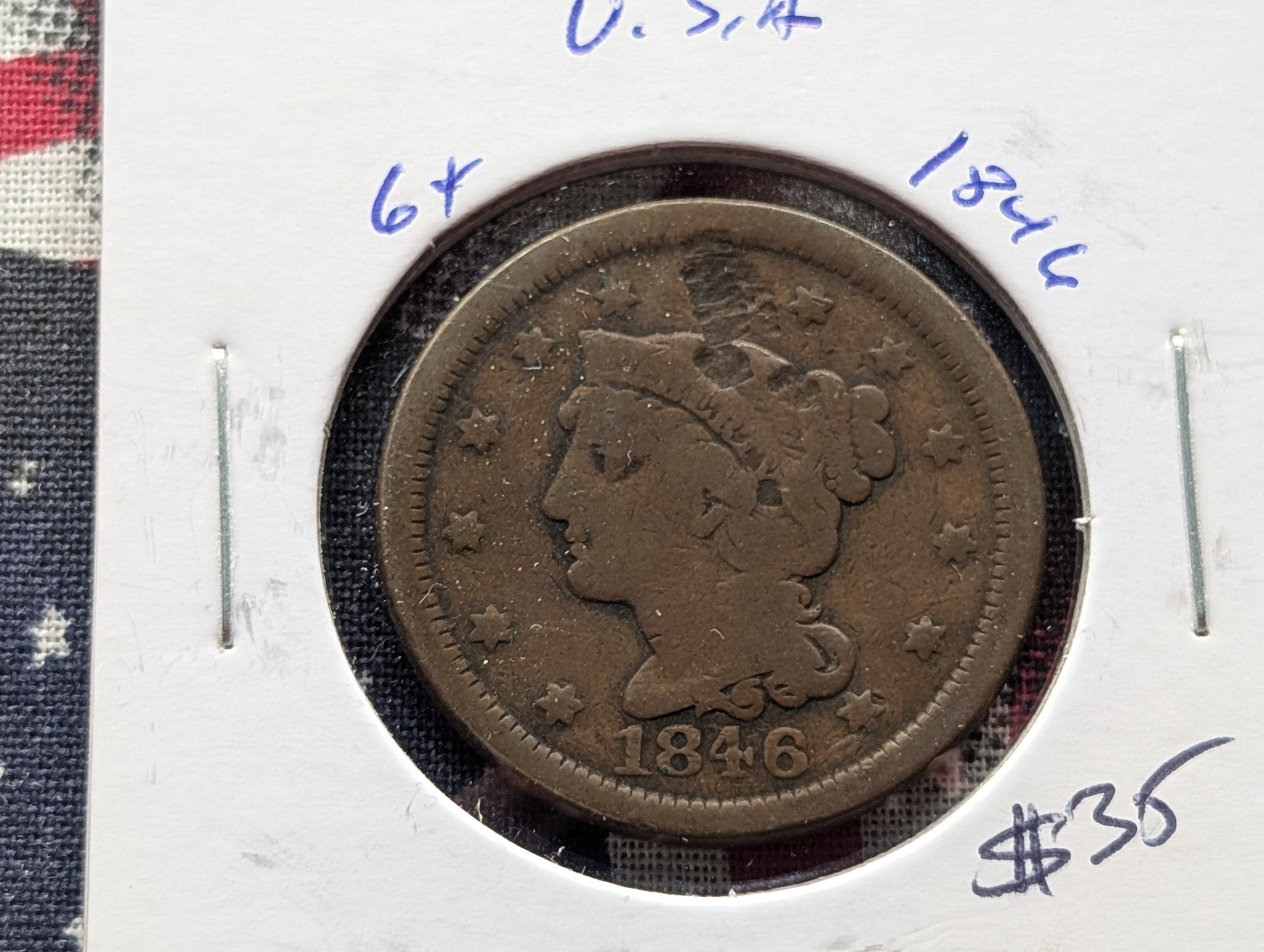 1846 Braided Hair Liberty Head Large Cent - 180 Years Old!