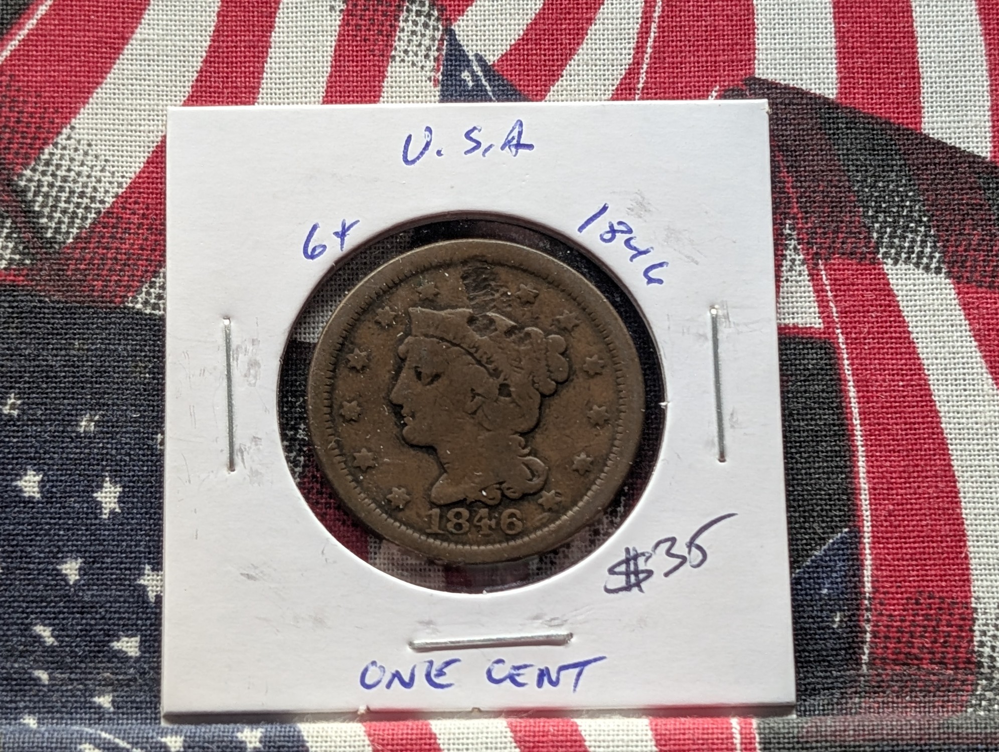 1846 Braided Hair Liberty Head Large Cent - 180 Years Old!