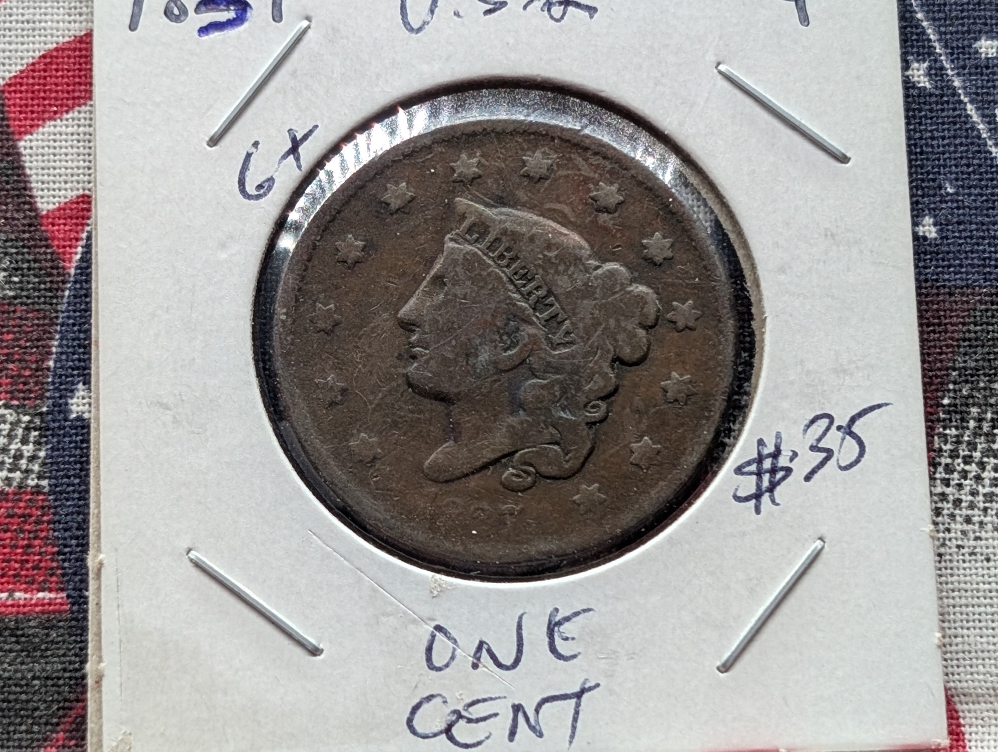 1837 Matron Liberty Head Large Cent - 189 Years Old!