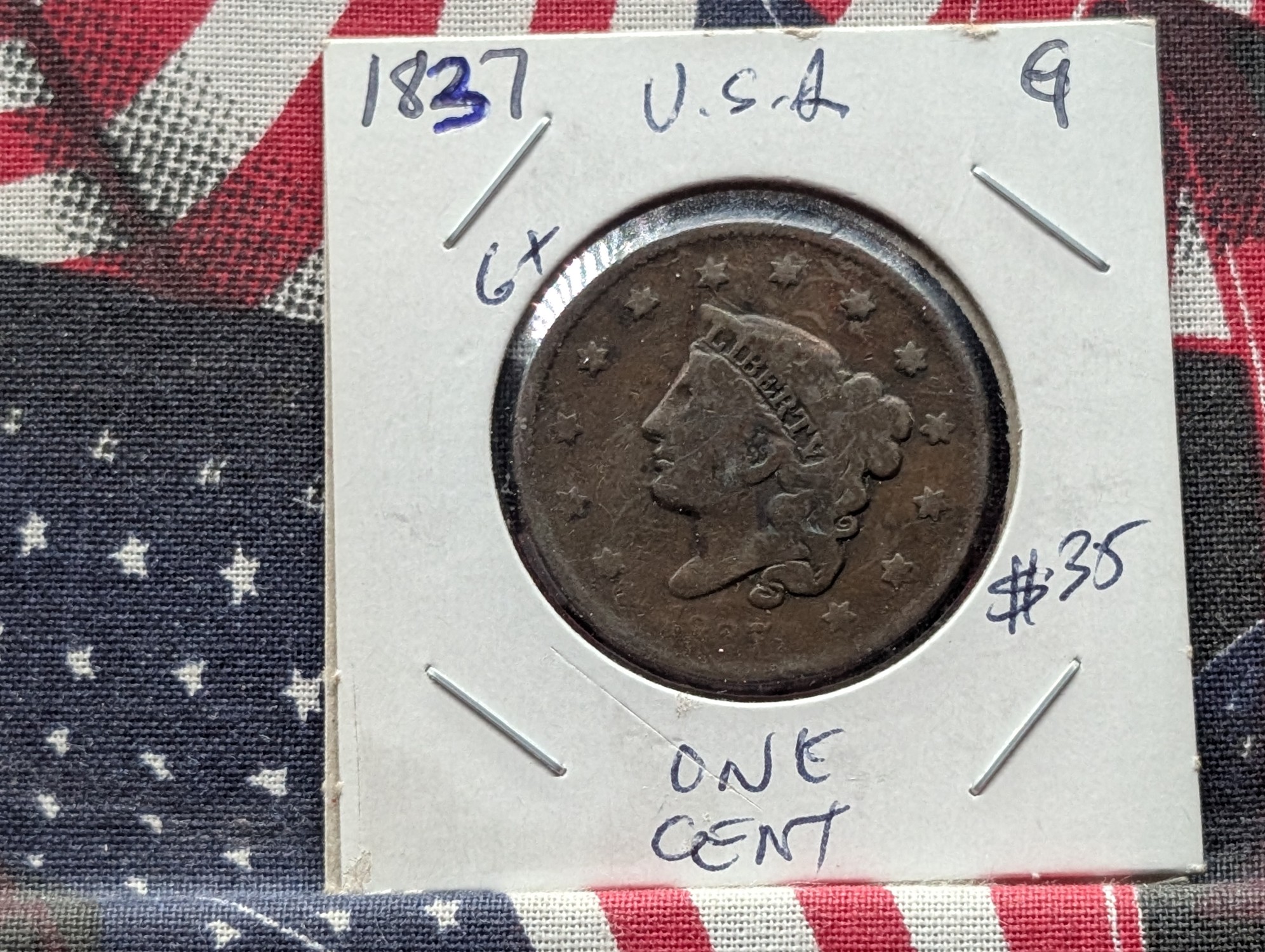 1837 Matron Liberty Head Large Cent - 189 Years Old!
