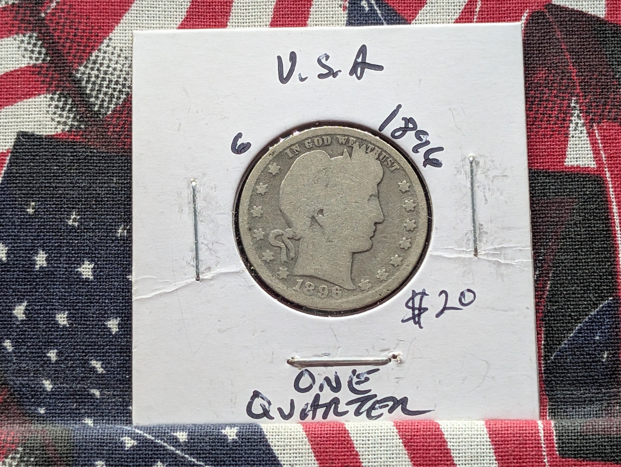 1896 Barber 90% Silver Quarter