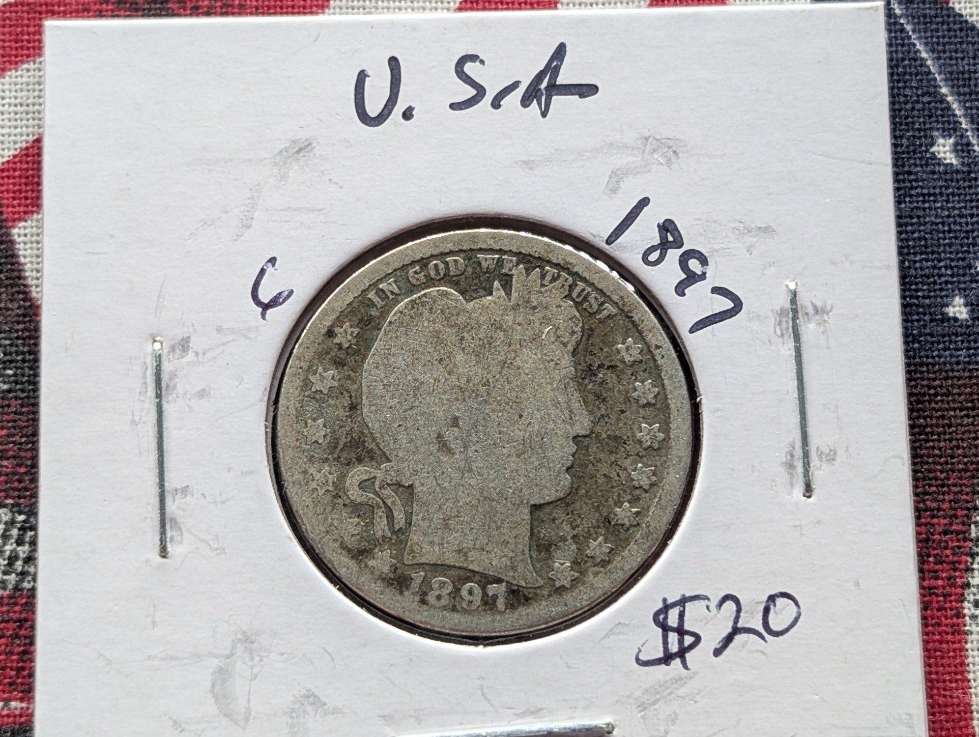 1897 Barber 90% Silver Quarter