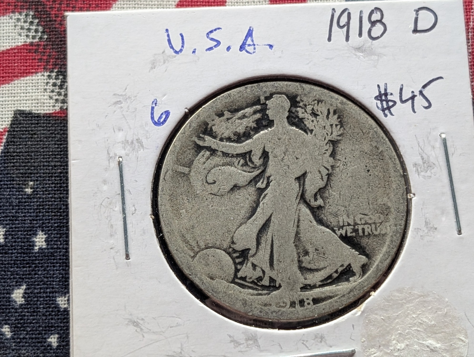 1918-D Walking Liberty 90% Silver Half Dollar