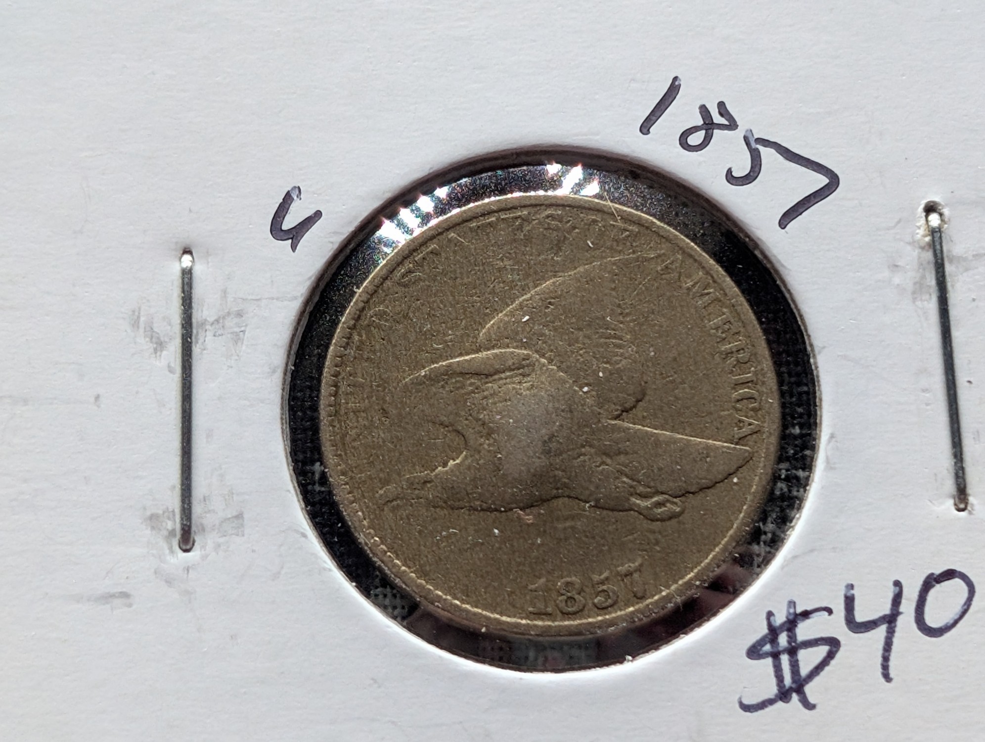 1857 Copper Nickel Flying Eagle Cent