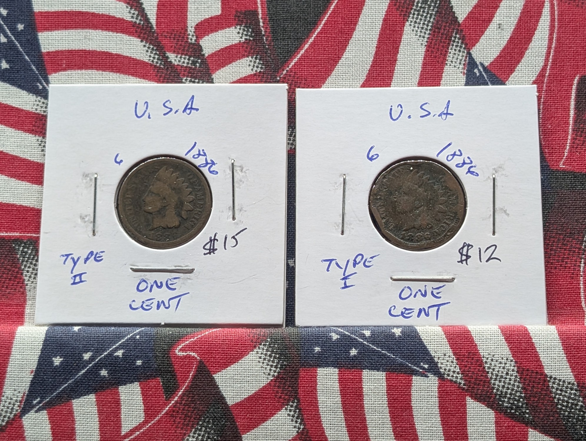 1886 Type I & Type II Indian Head Cents