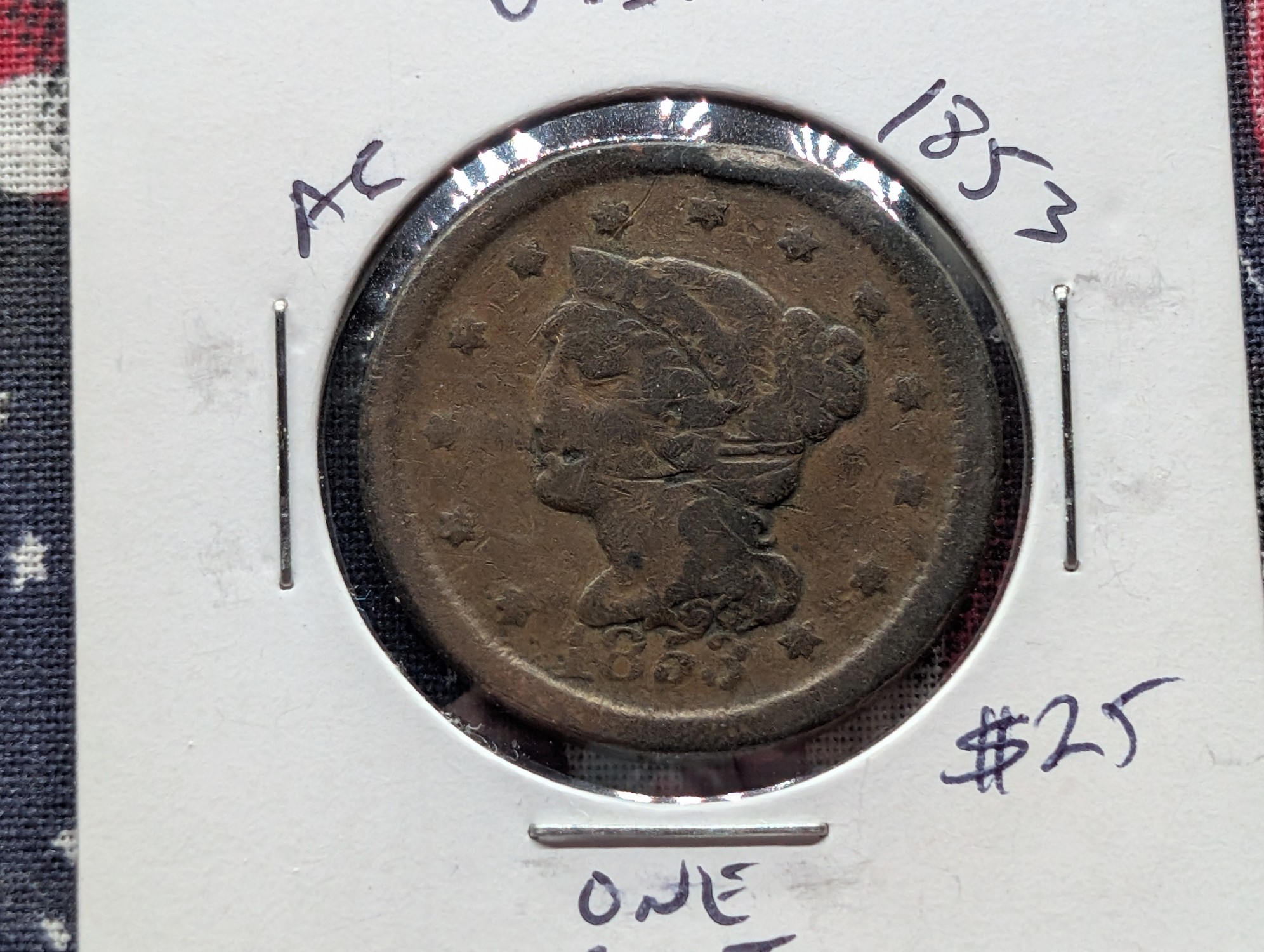 1853 Braided Hair Liberty Head Large Cent - 173 Years Old!