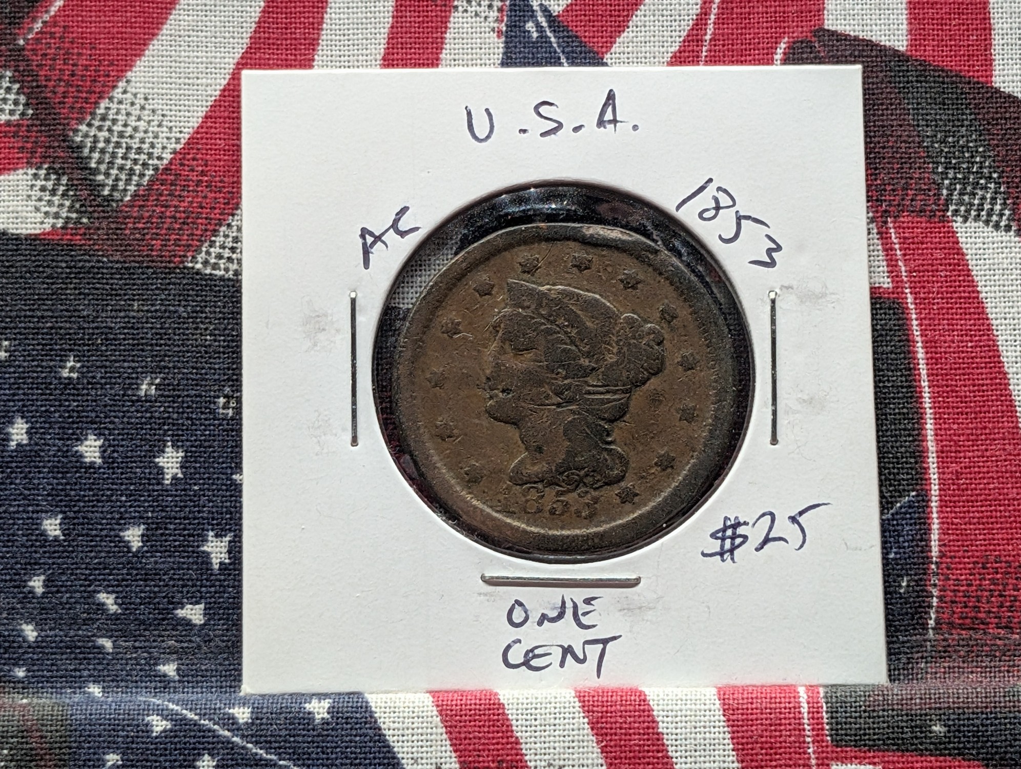 1853 Braided Hair Liberty Head Large Cent - 173 Years Old!