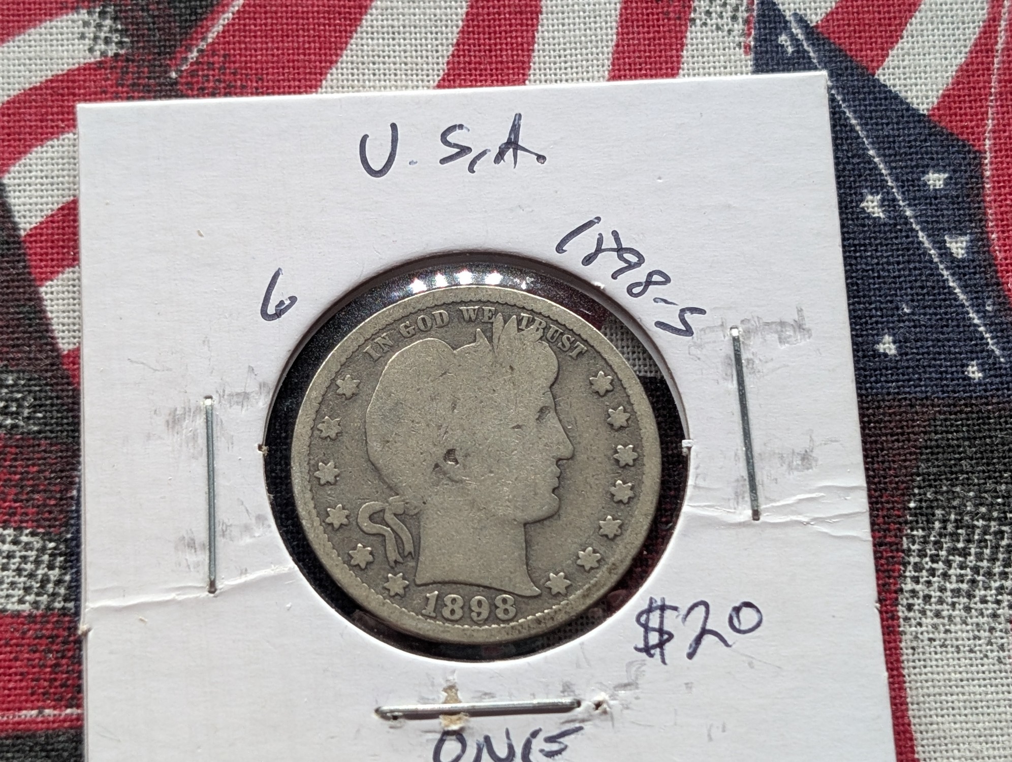 1898-S Barber 90% Silver Quarter