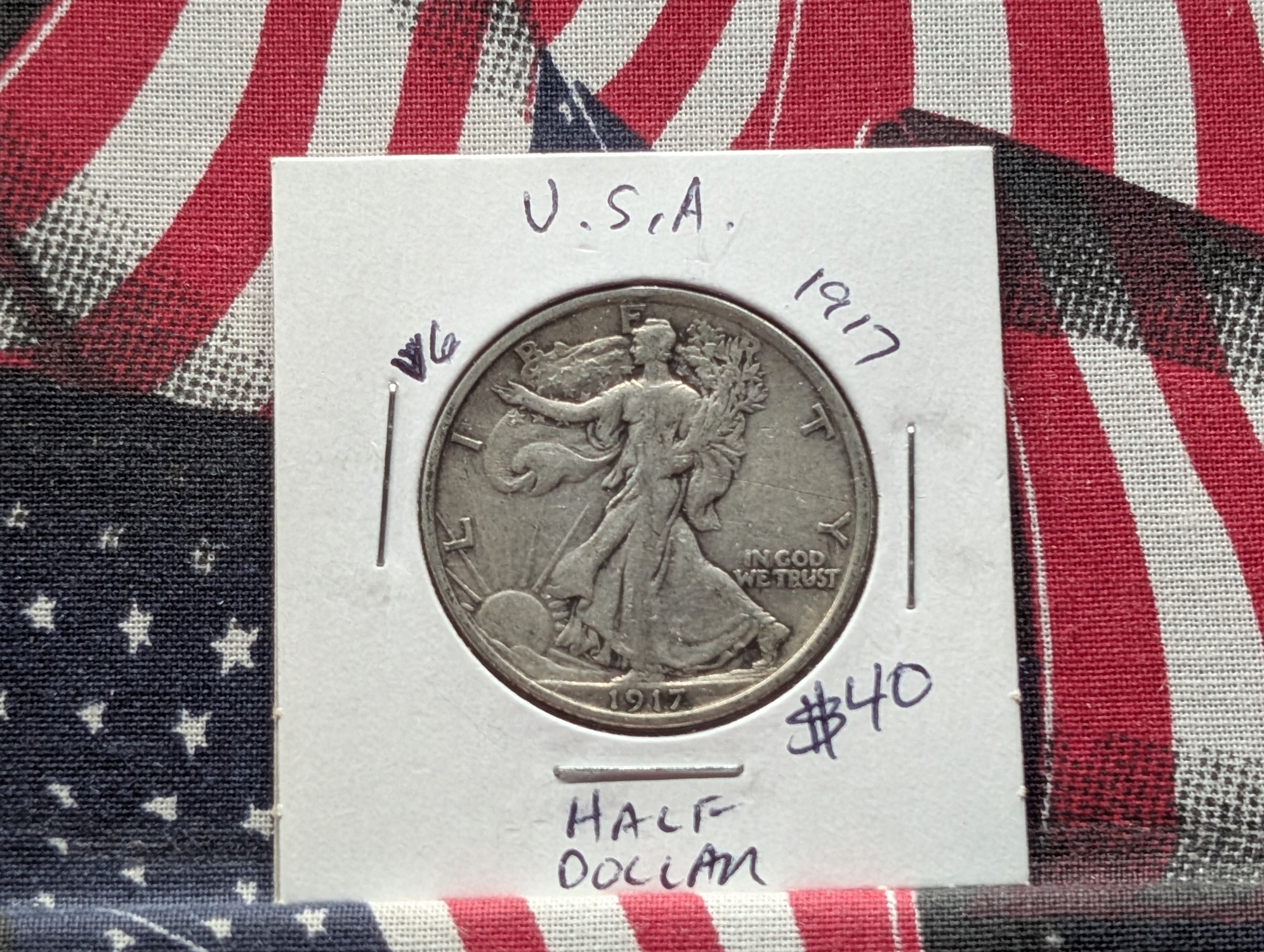 1917 Walking Liberty 90% Silver Half Dollar