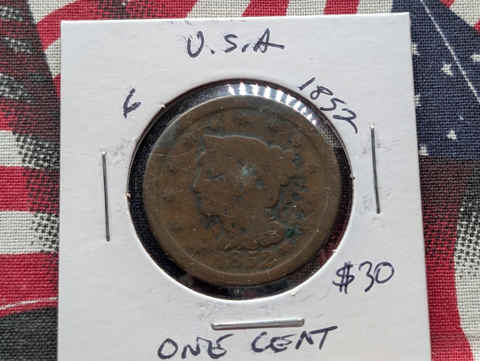 1852 Braided Hair Liberty Head Large Cent - 174 Years Old!