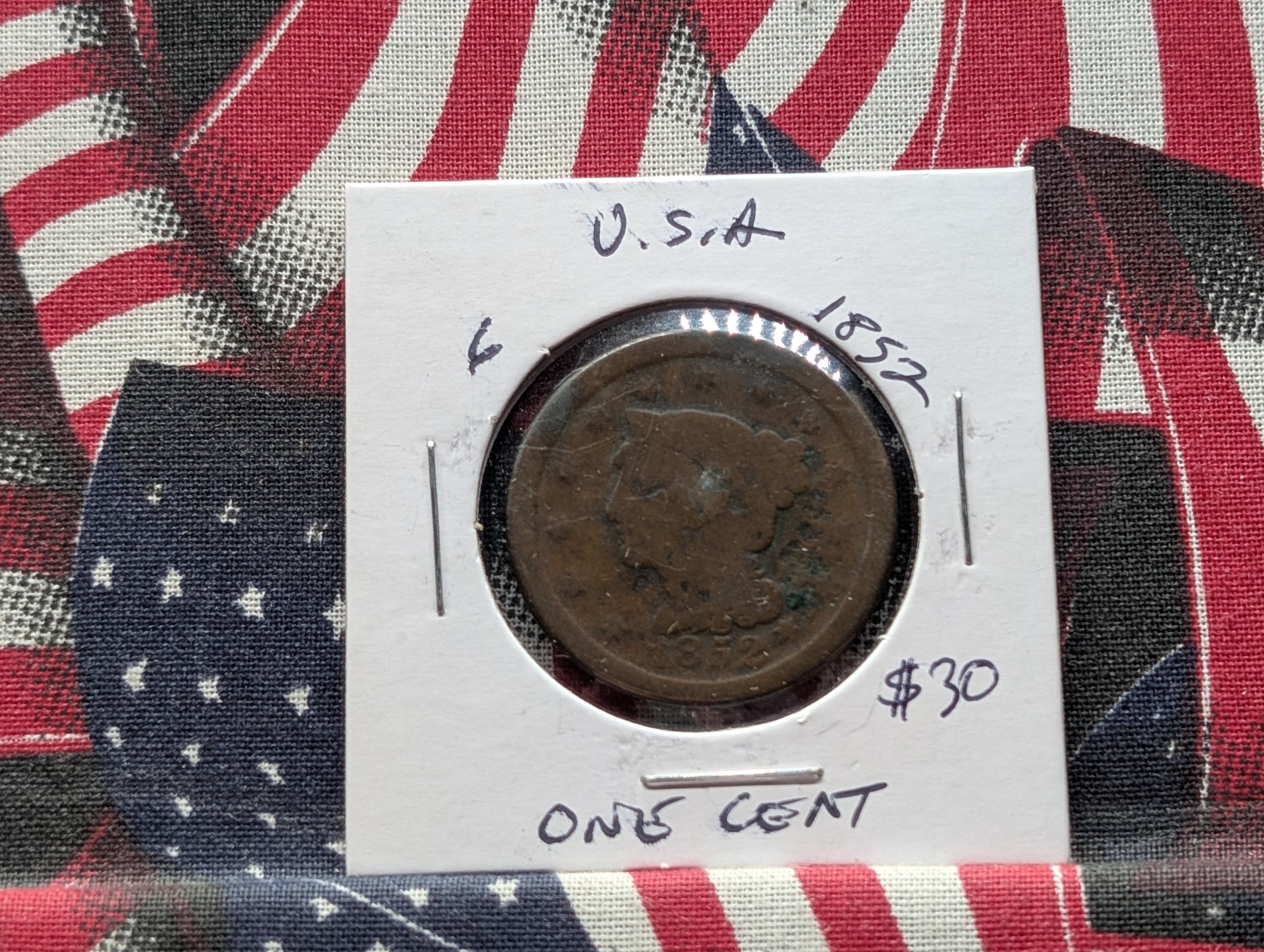 1852 Braided Hair Liberty Head Large Cent - 174 Years Old!