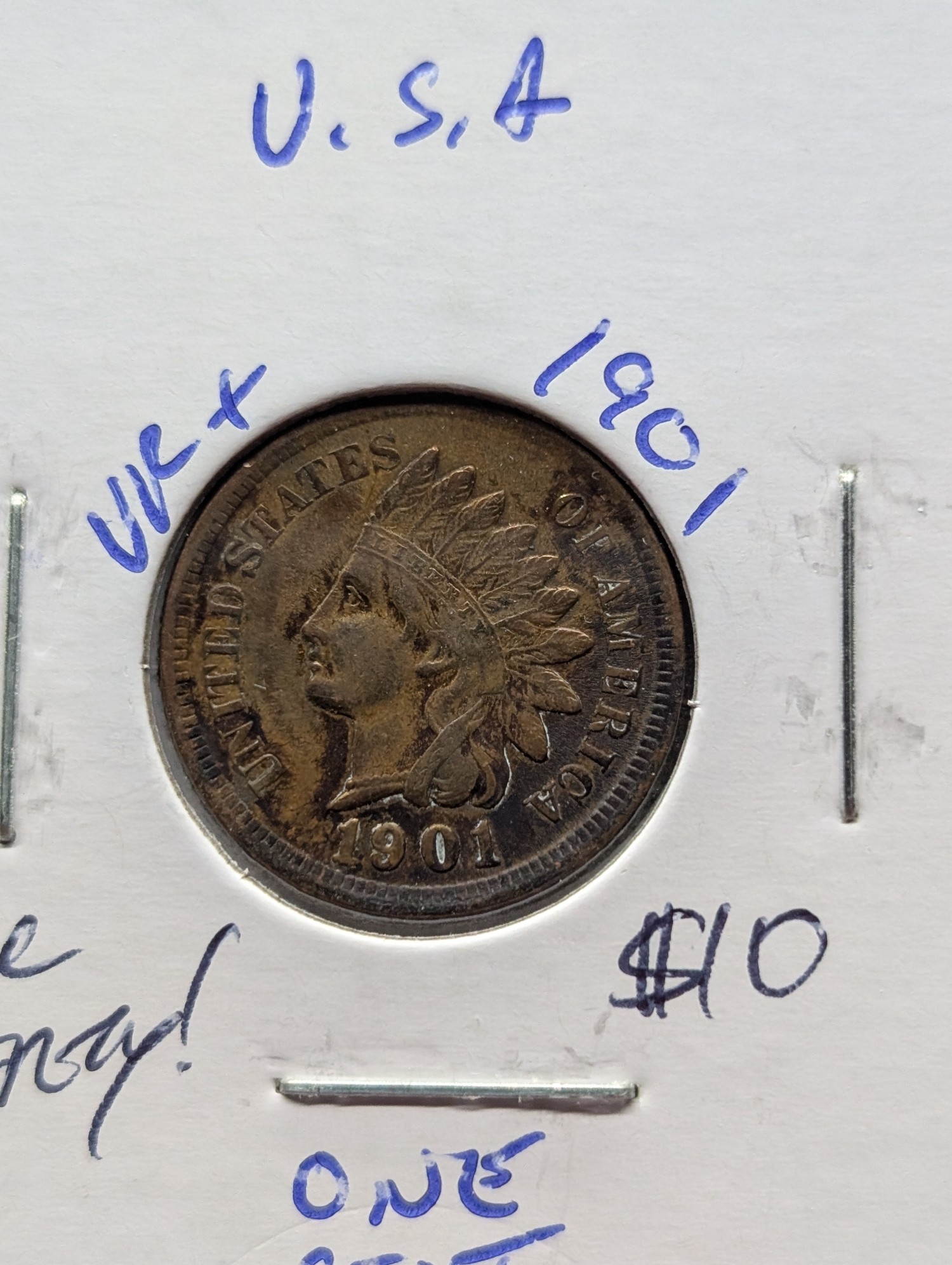 1901 & 1904 Indian Head Cents - Full Liberty w/Diamonds!