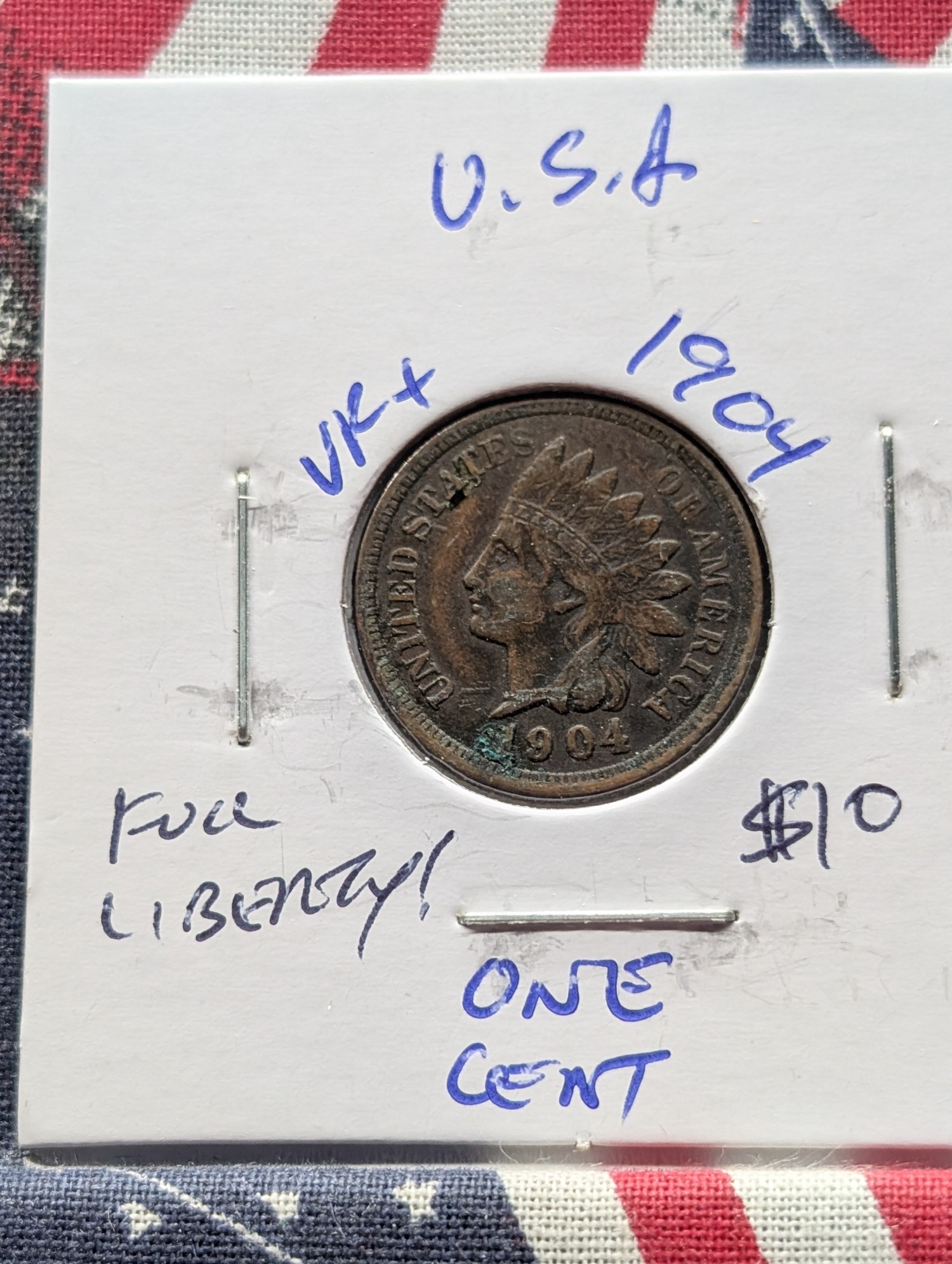 1901 & 1904 Indian Head Cents - Full Liberty w/Diamonds!