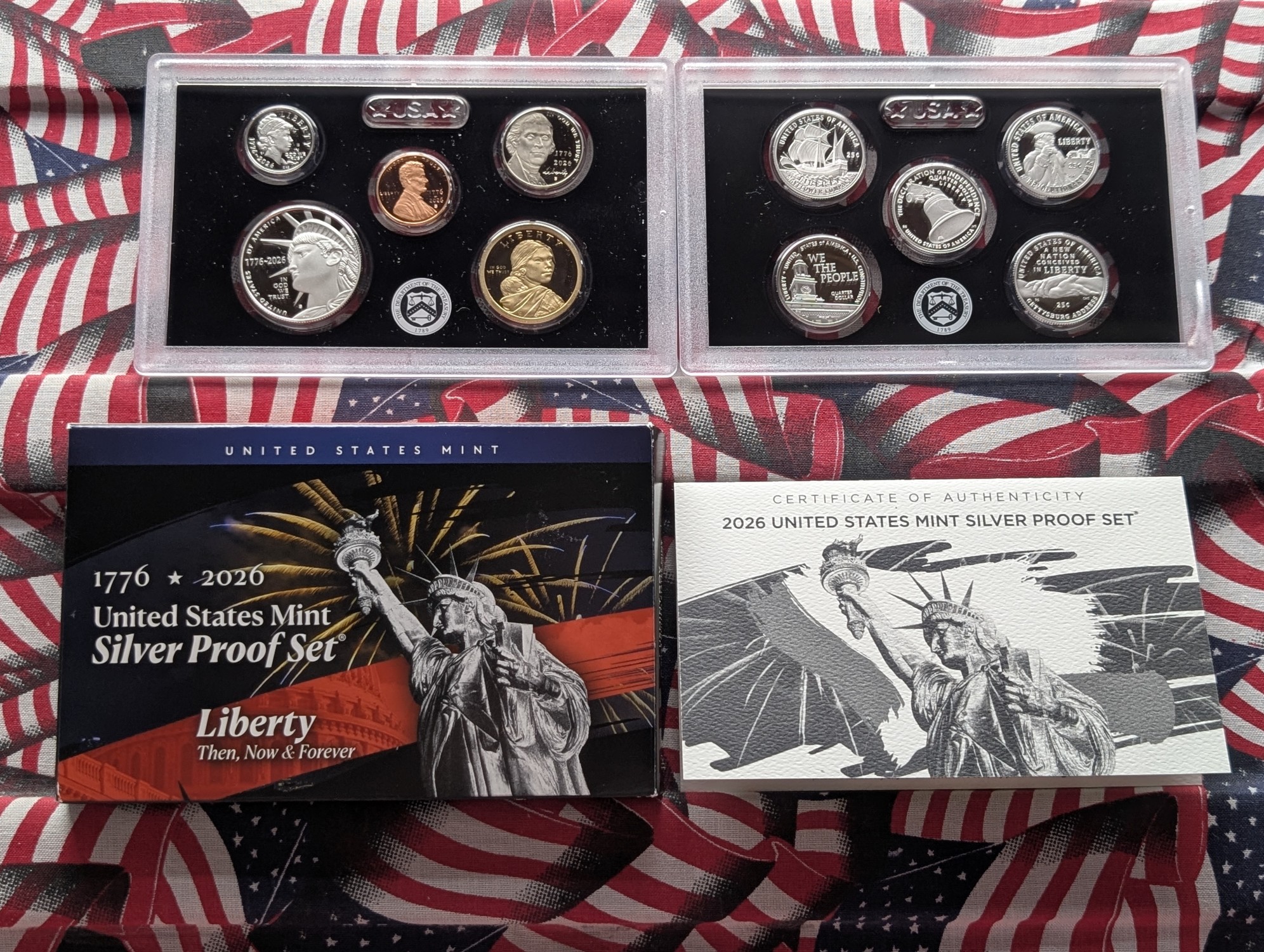 2026-S U.S. Mint Semiquincentennial Silver Proof Set In OGP W/ COA - Includes (7) .999 Silver Coins