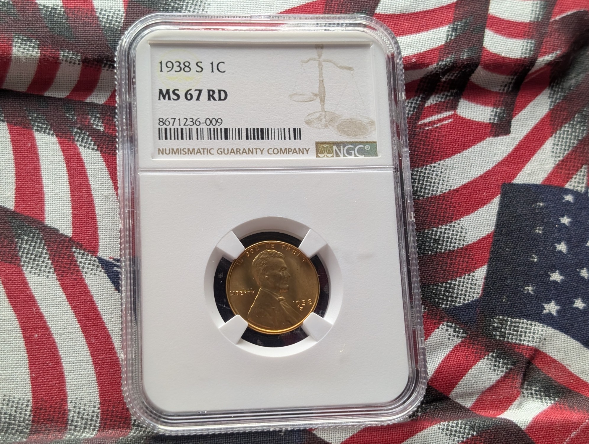 1938-S Lincoln Wheat Cent NGC MS67 RD