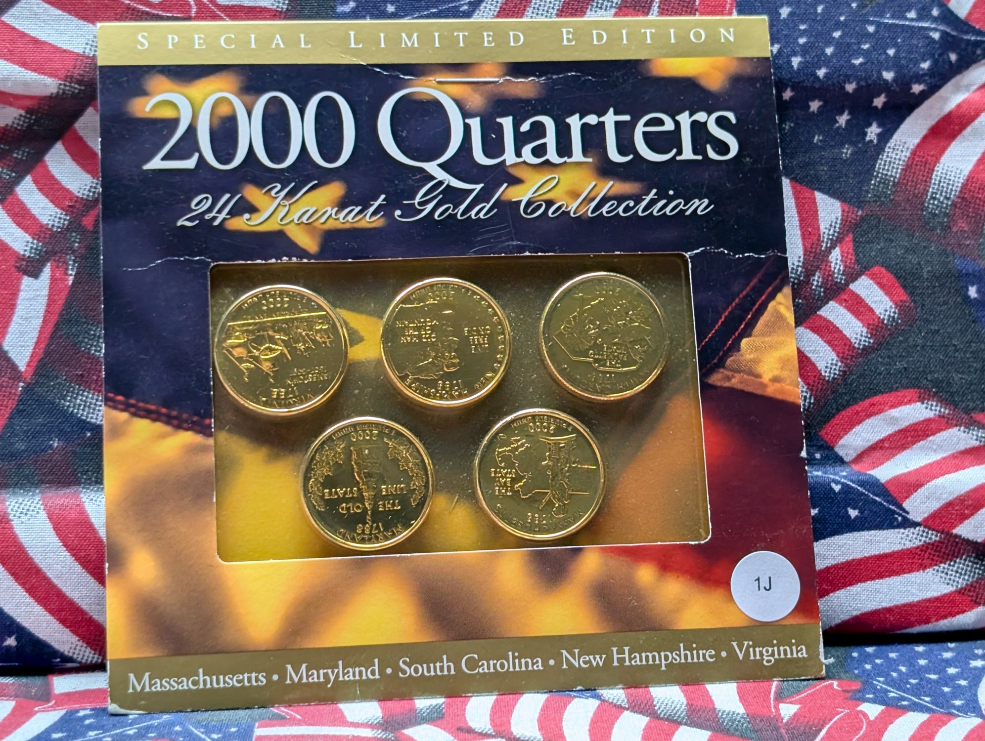 2000 24kt Gold Plated U.S. 5 Coin State Quarter Set Special Limited Edition