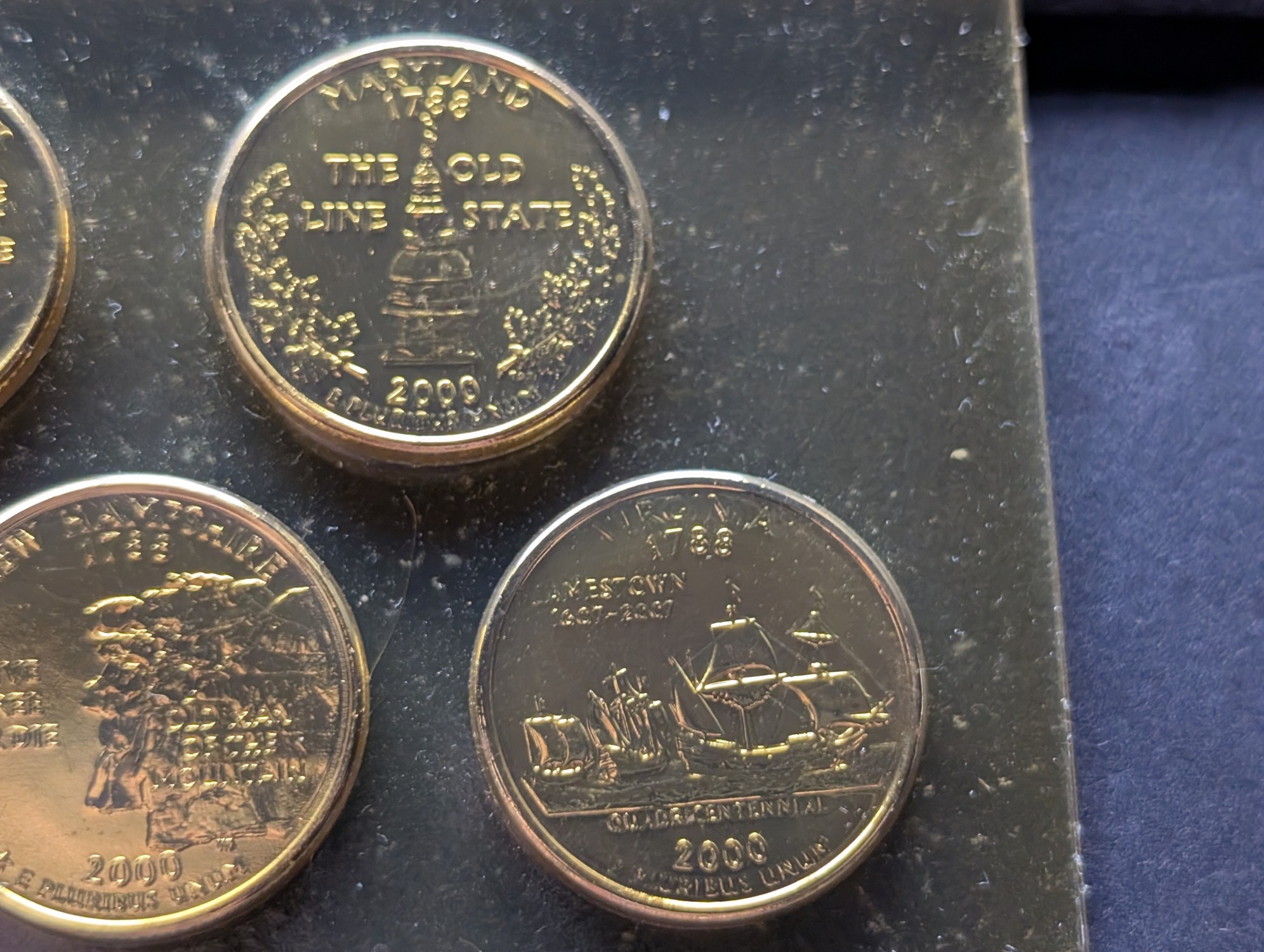 2000 24kt Gold Plated U.S. 5 Coin State Quarter Set Special Limited Edition