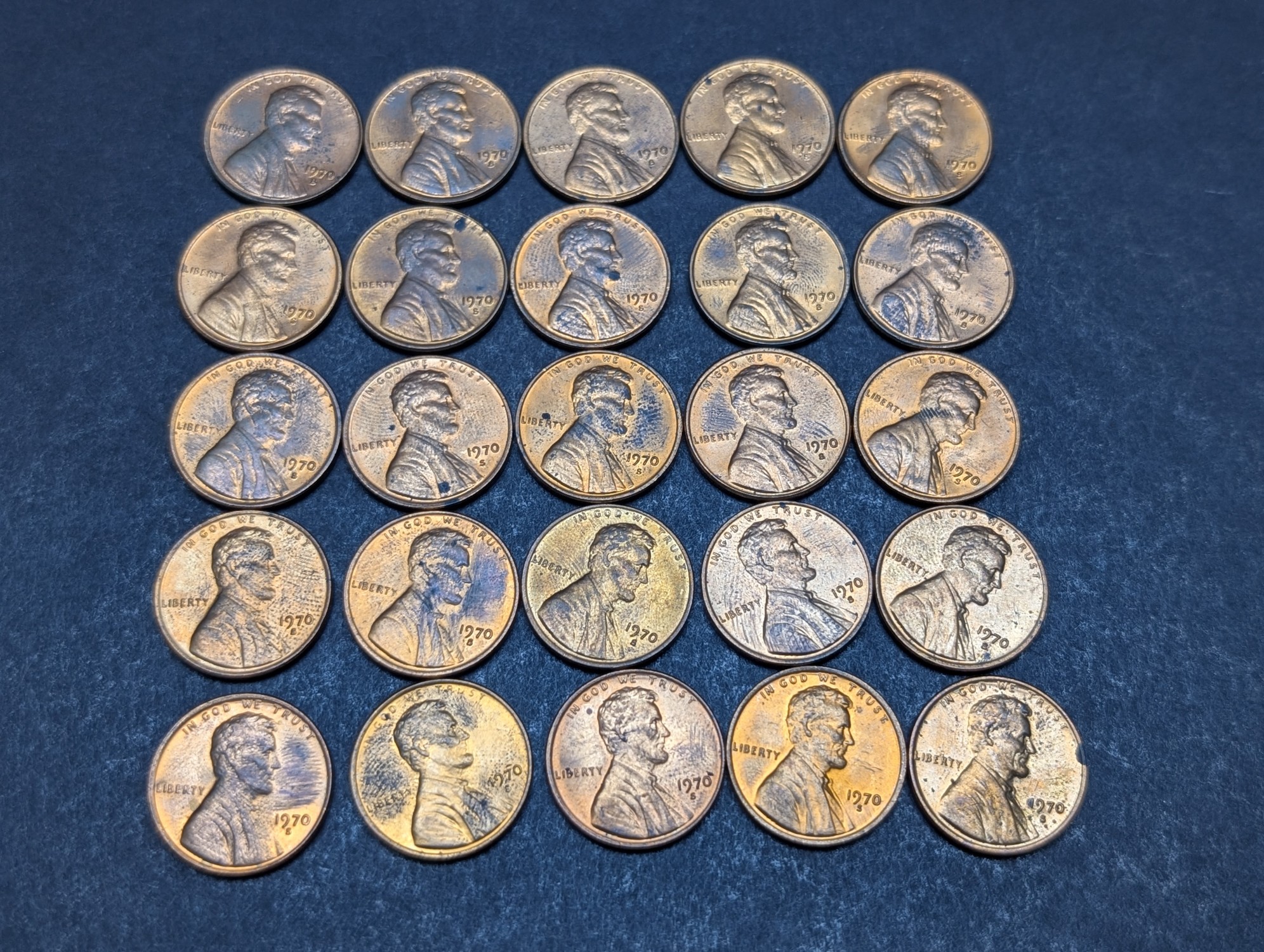 (25) 1970-S Lincoln Memorial Cents - RED / High Grade