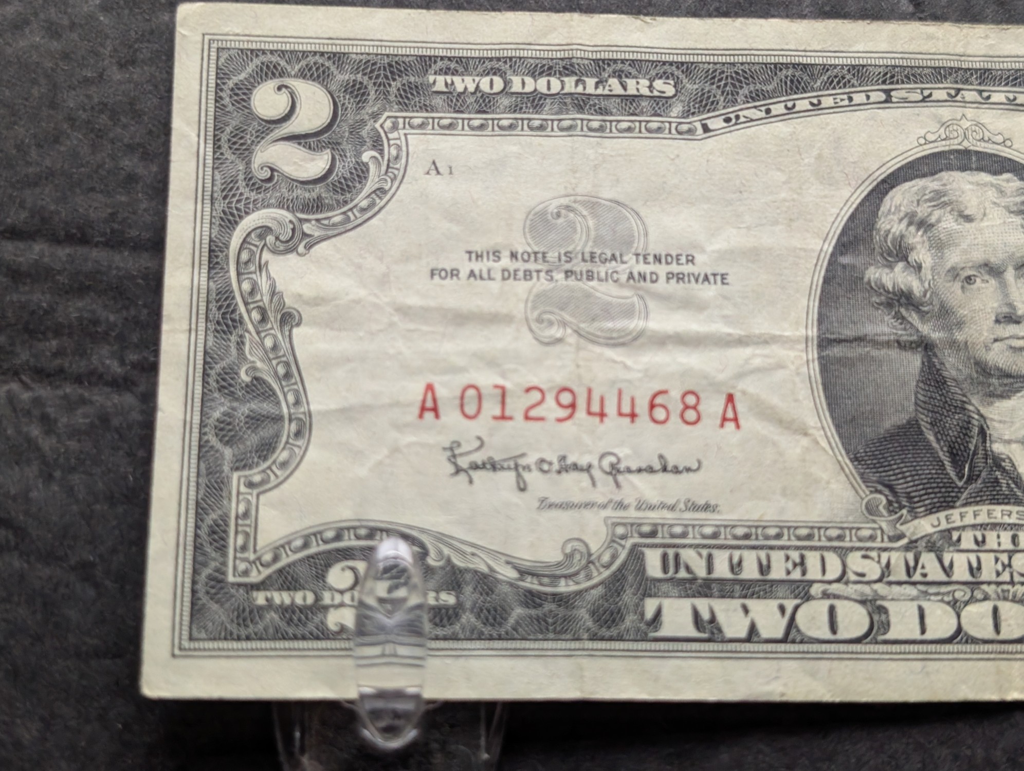 1963 Series $2 United States Red Seal Banknote