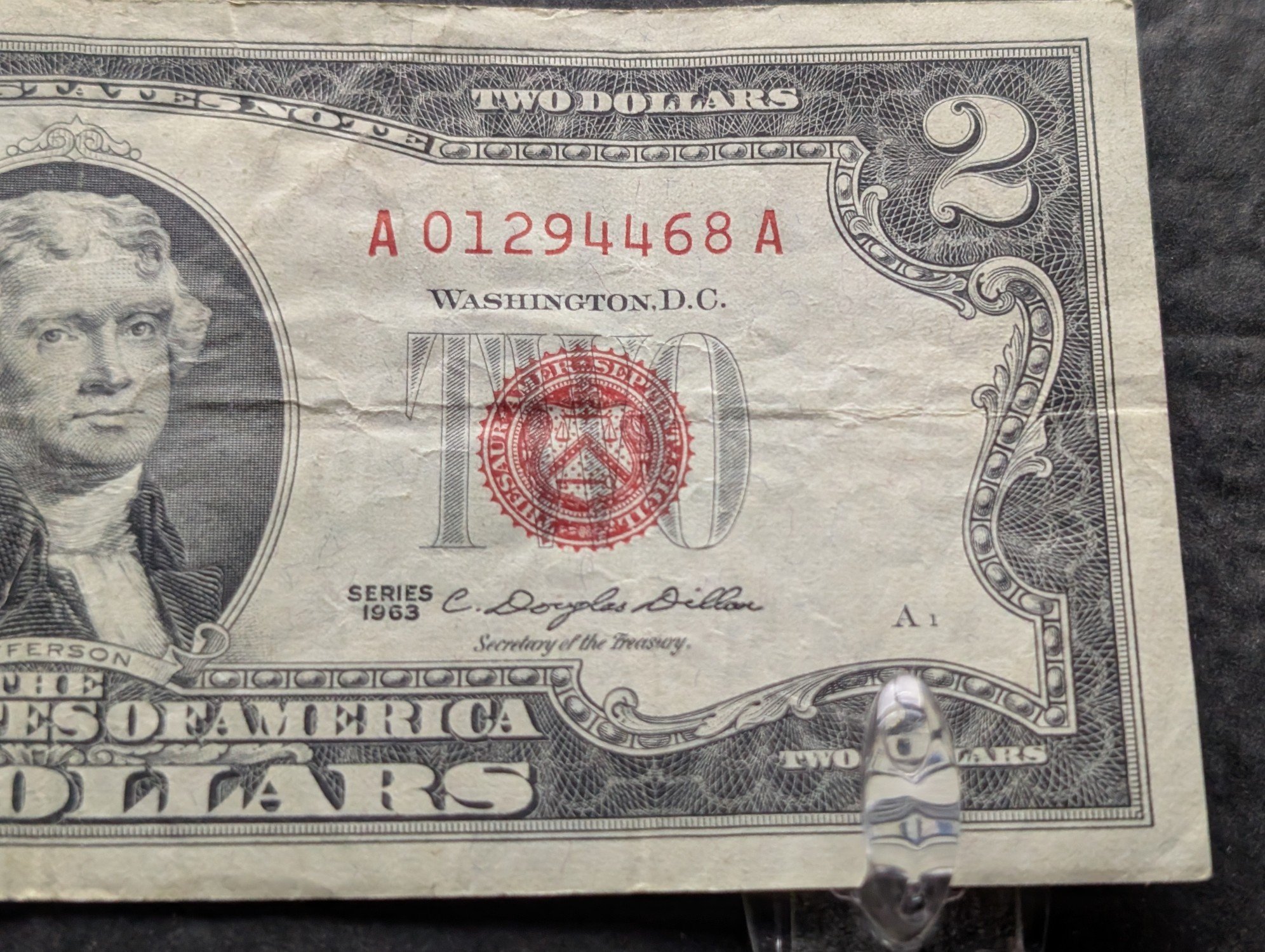 1963 Series $2 United States Red Seal Banknote