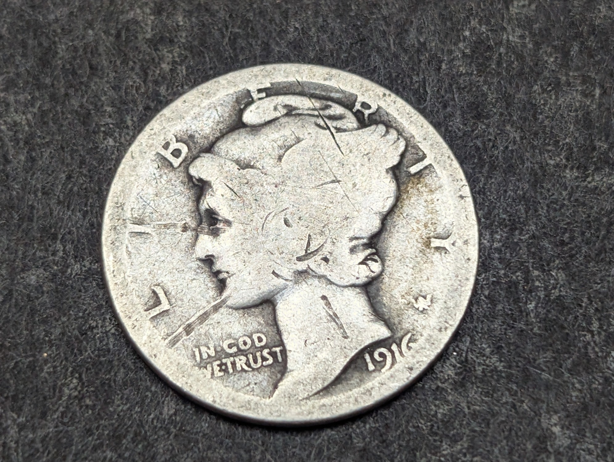 1916, 1917, & 1918 Mercury 90% Silver Dimes