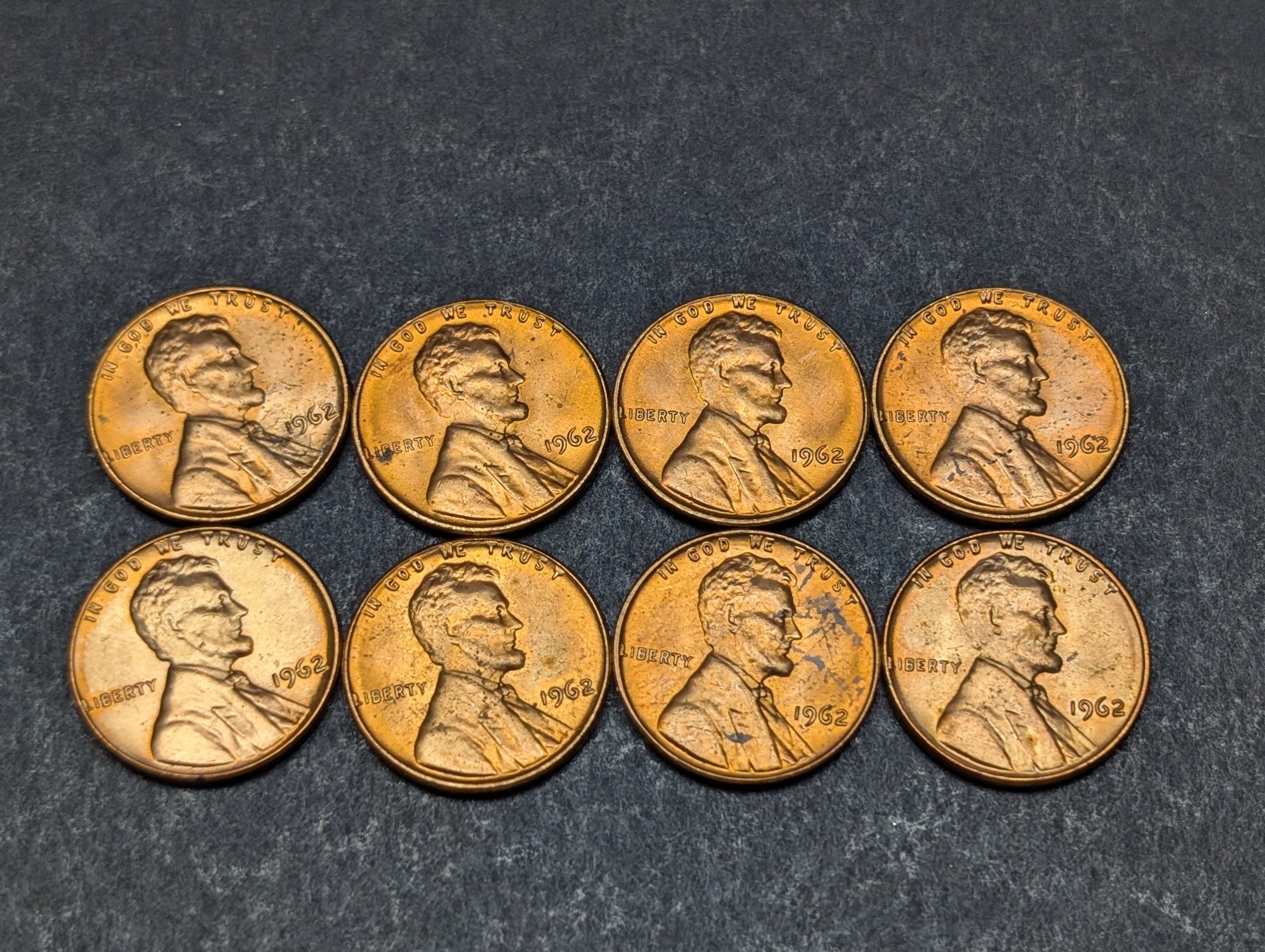 (8) 1962 Lincoln Memorial Cents - Uncirculated