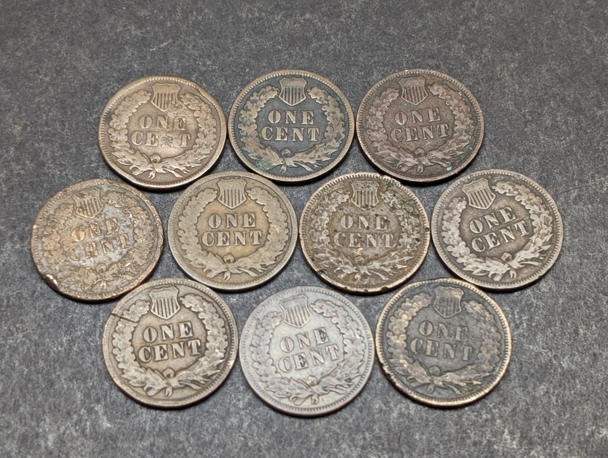 1901, 1902, (3) 1903, (2) 1905, 1906, (2) 1907 Indian Head Cents