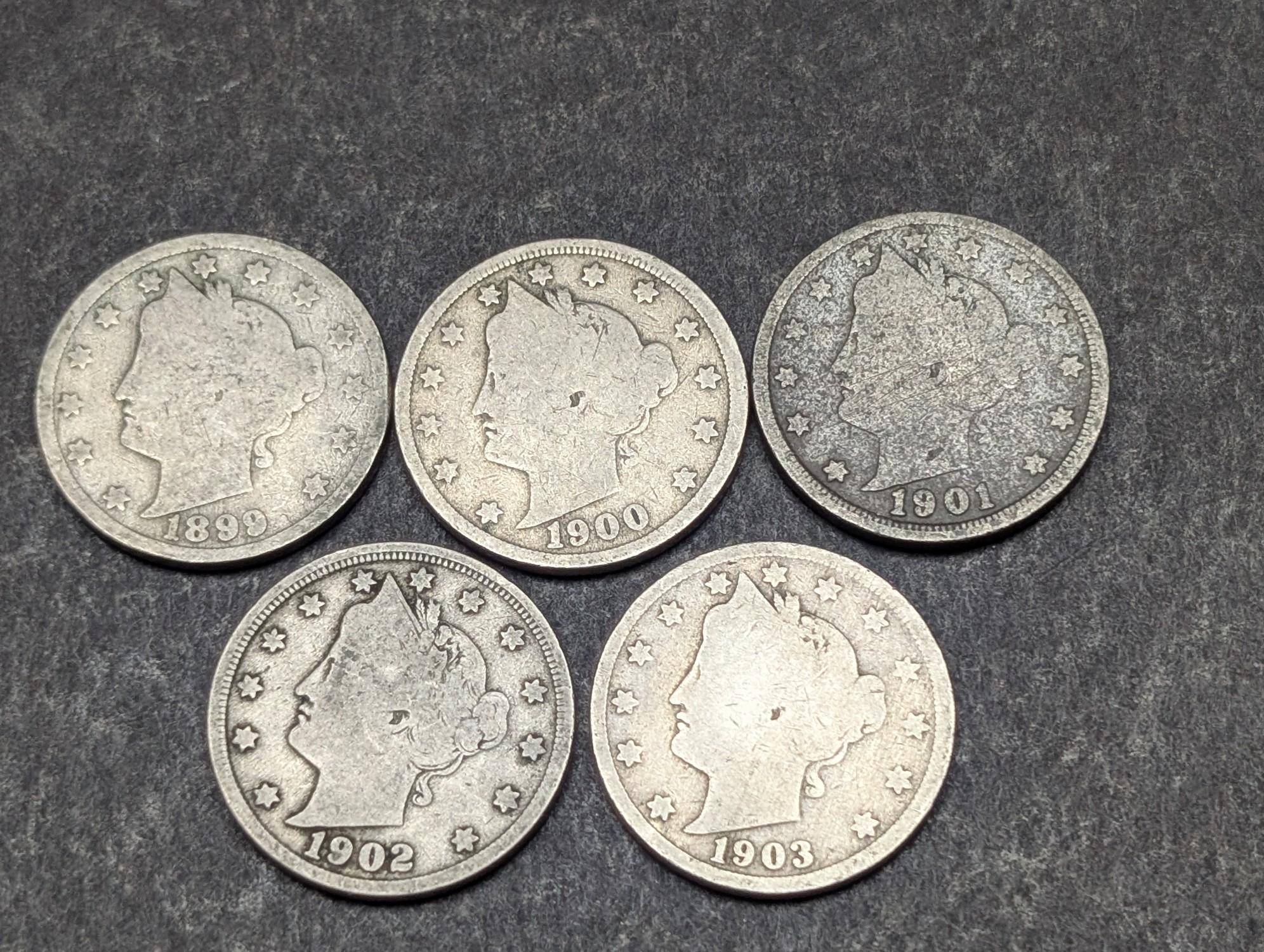 1899-1903 Liberty Head V Nickels - Consecutive Dates