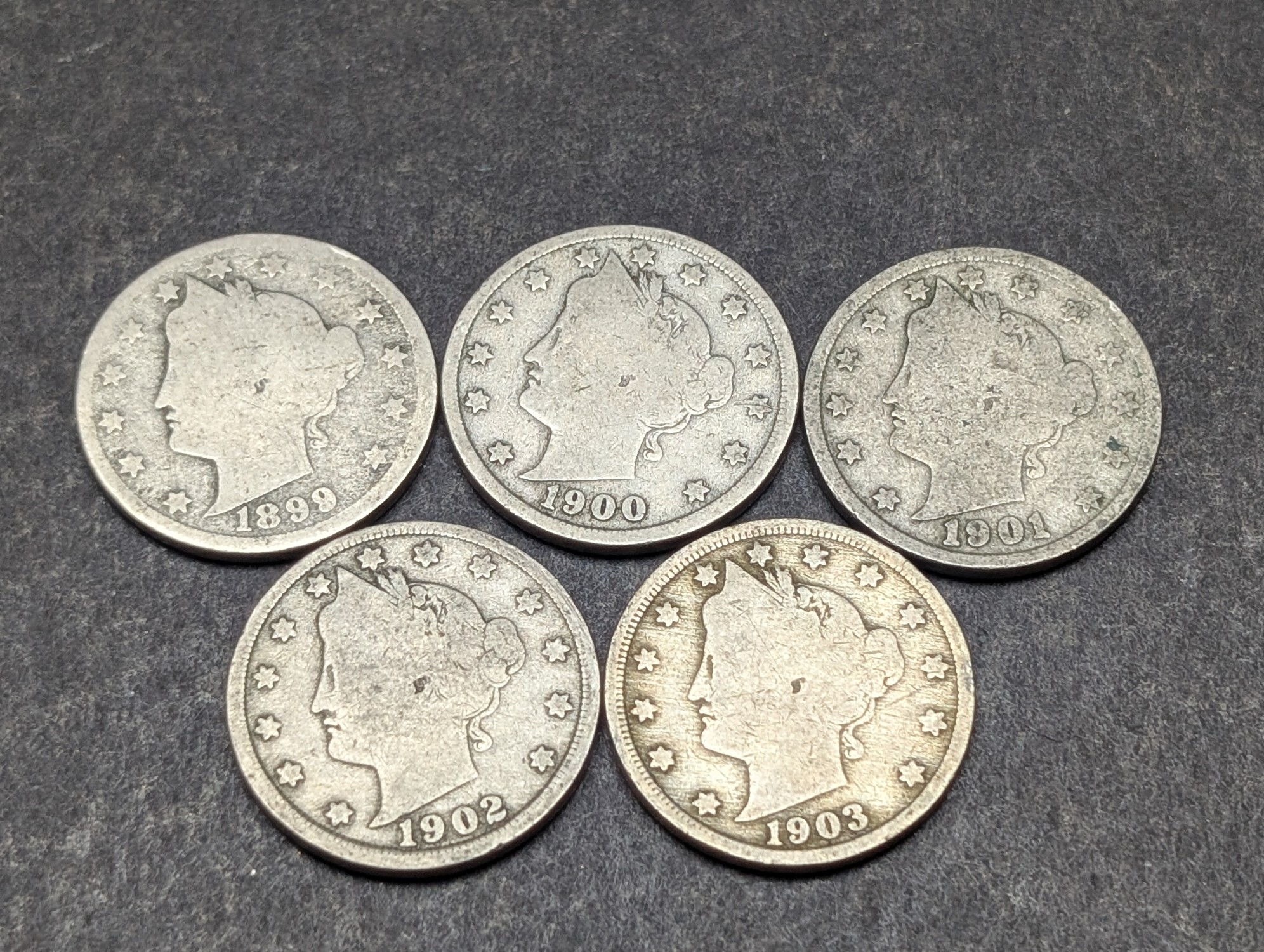 1899-1903 Liberty Head V Nickels - Consecutive Dates