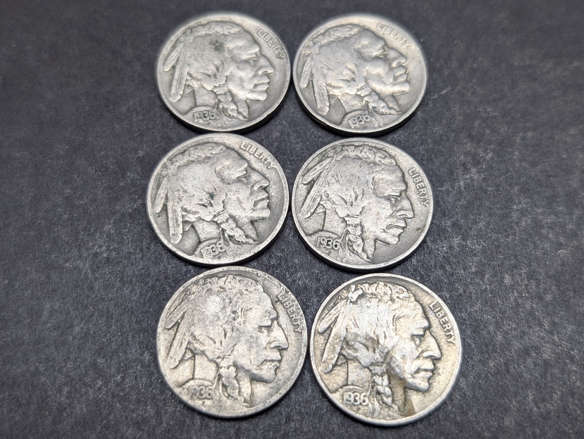 (15) 1936 Indian Head Buffalo Nickels