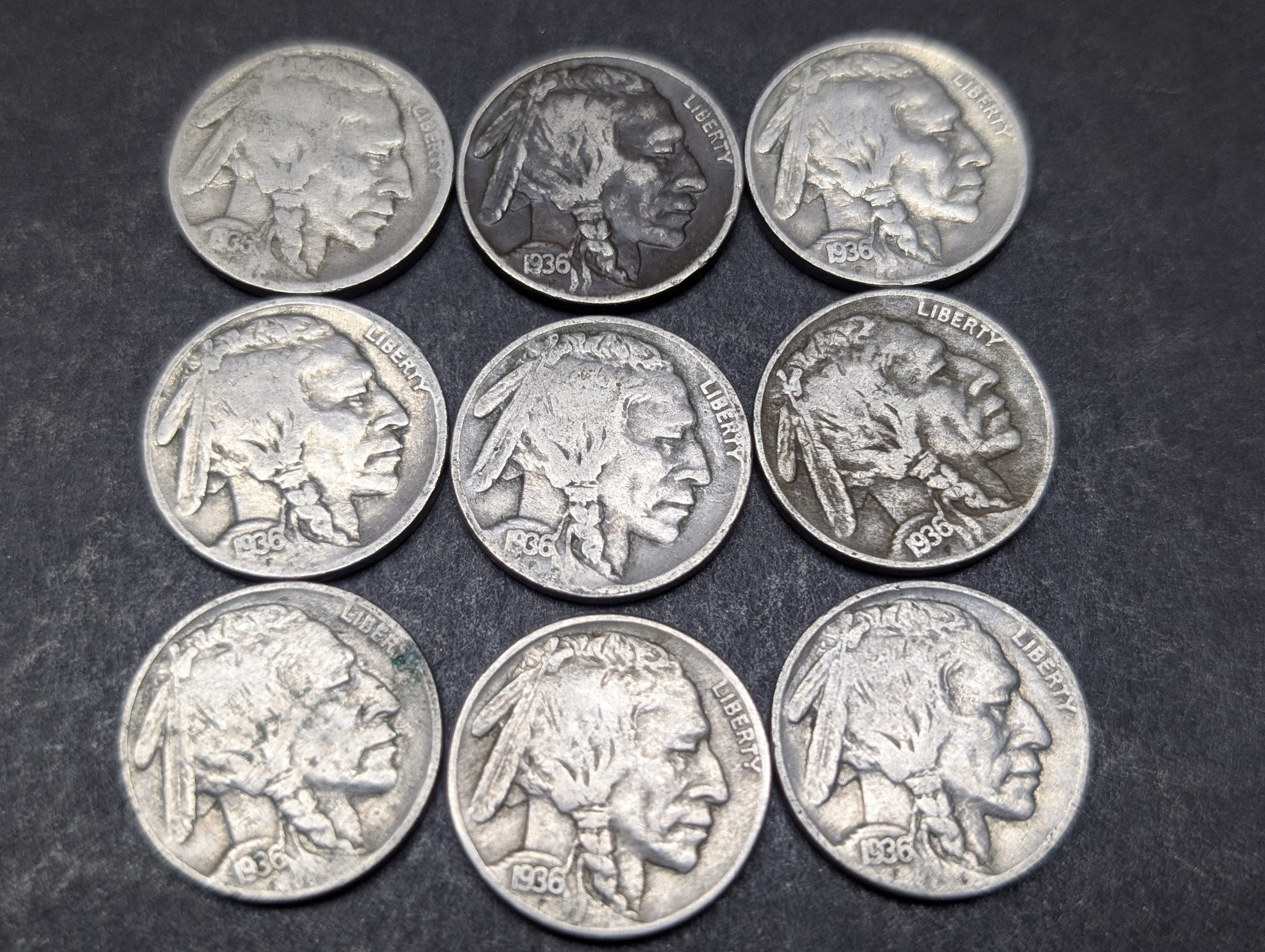 (15) 1936 Indian Head Buffalo Nickels