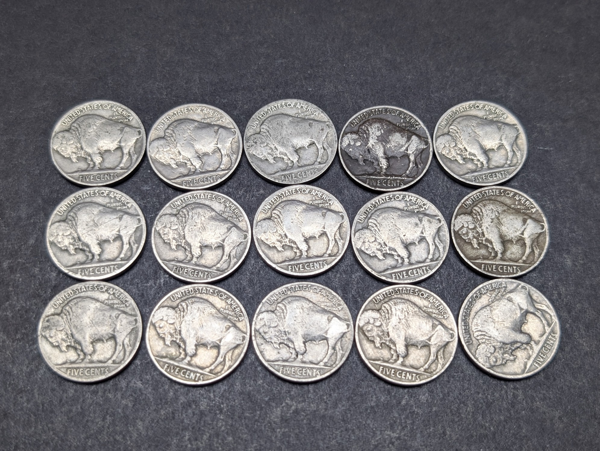 (15) 1936 Indian Head Buffalo Nickels