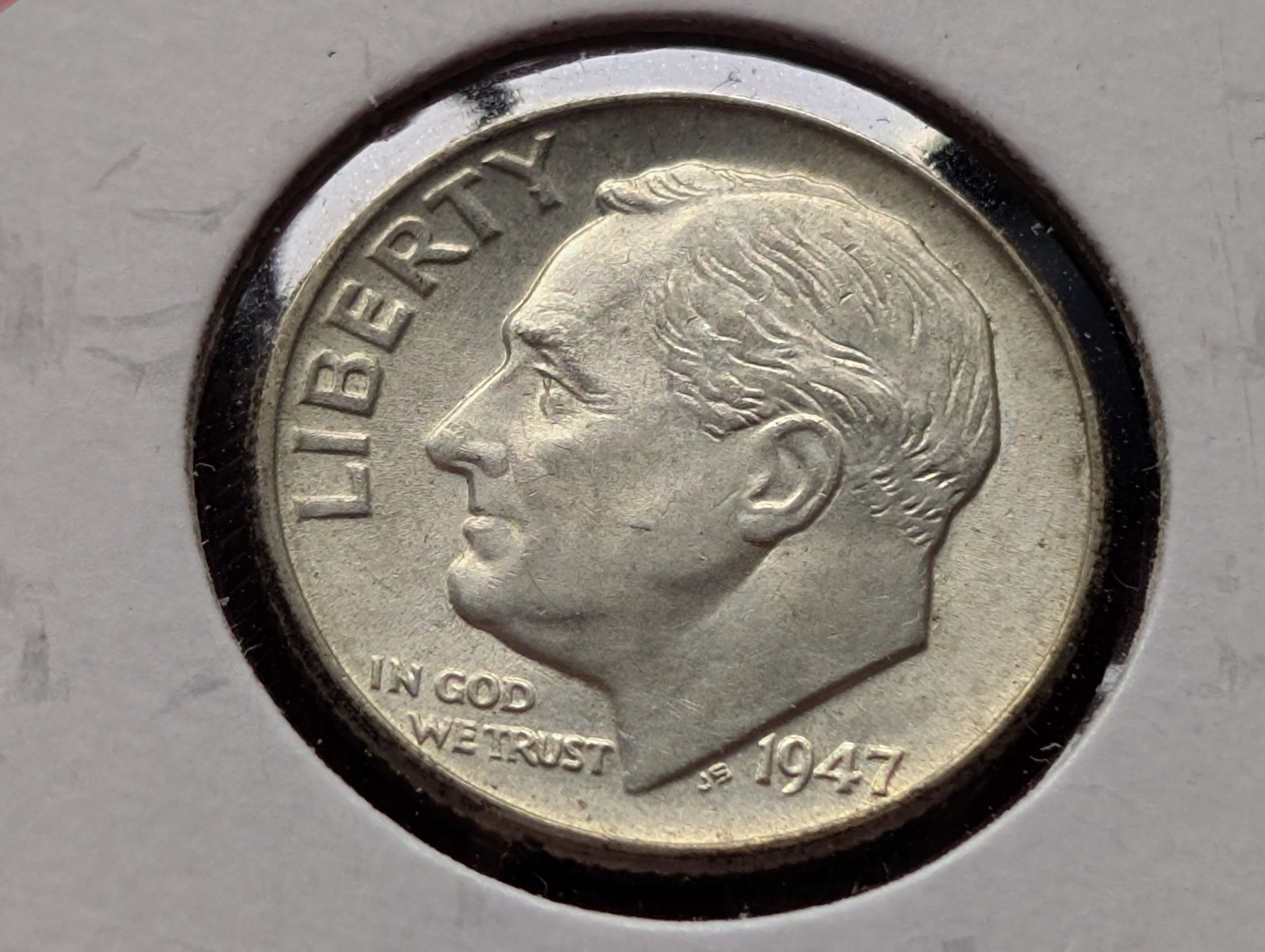 (4) 1947 Roosevelt 90% Silver Dimes - One with Full Bands