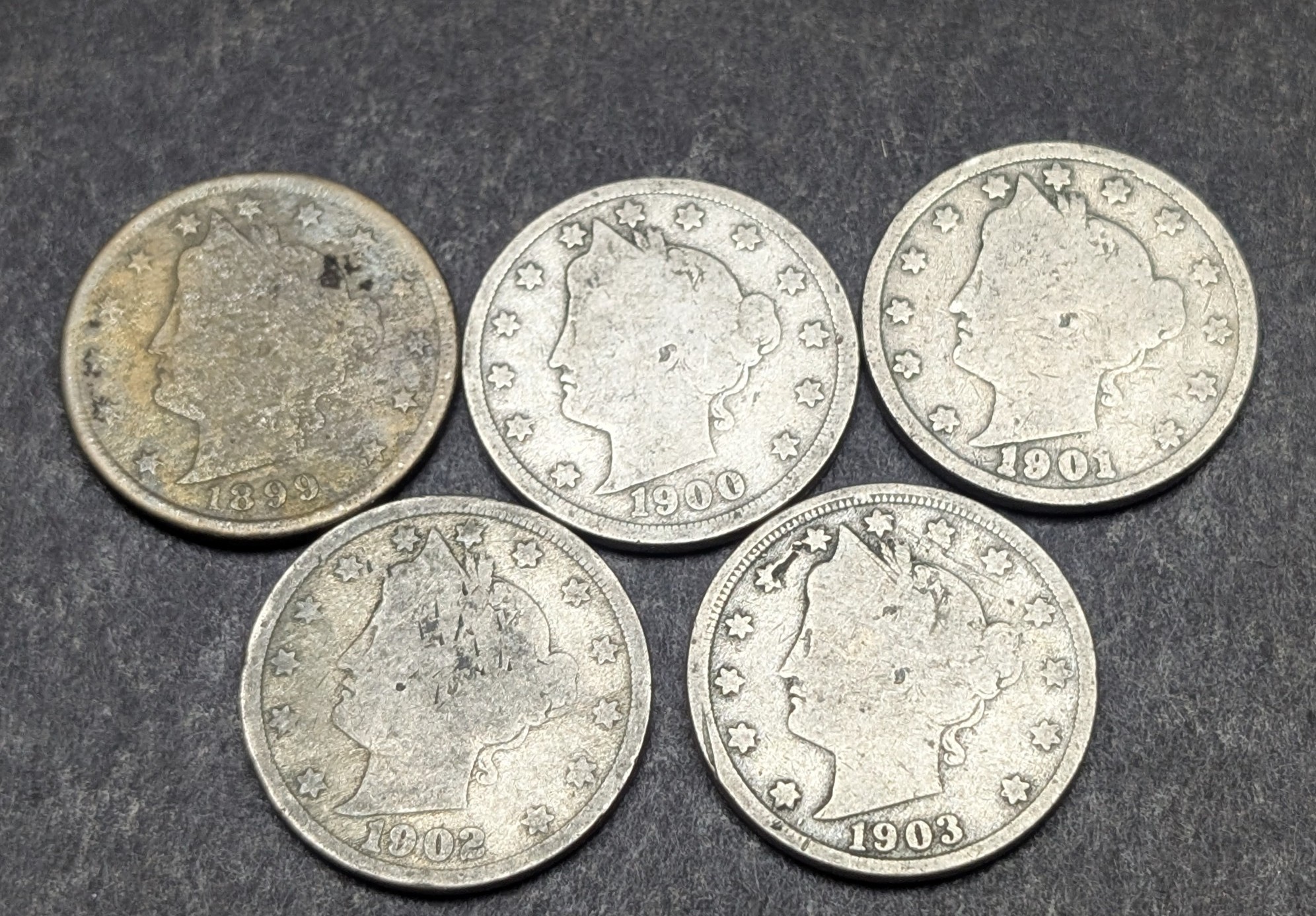 1899-1903 Liberty Head V Nickels - Consecutive Dates