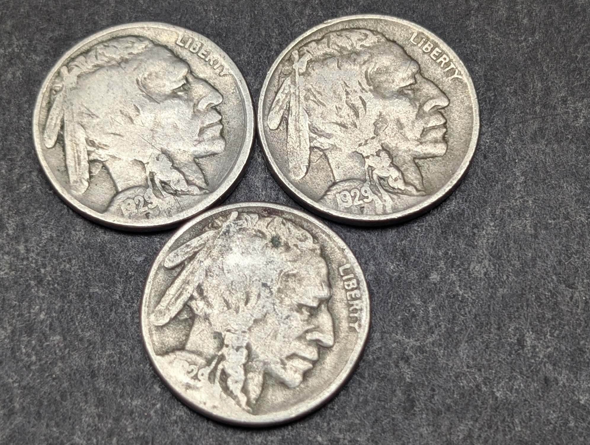 1929-P, D, & S Indian Head Buffalo Nickels