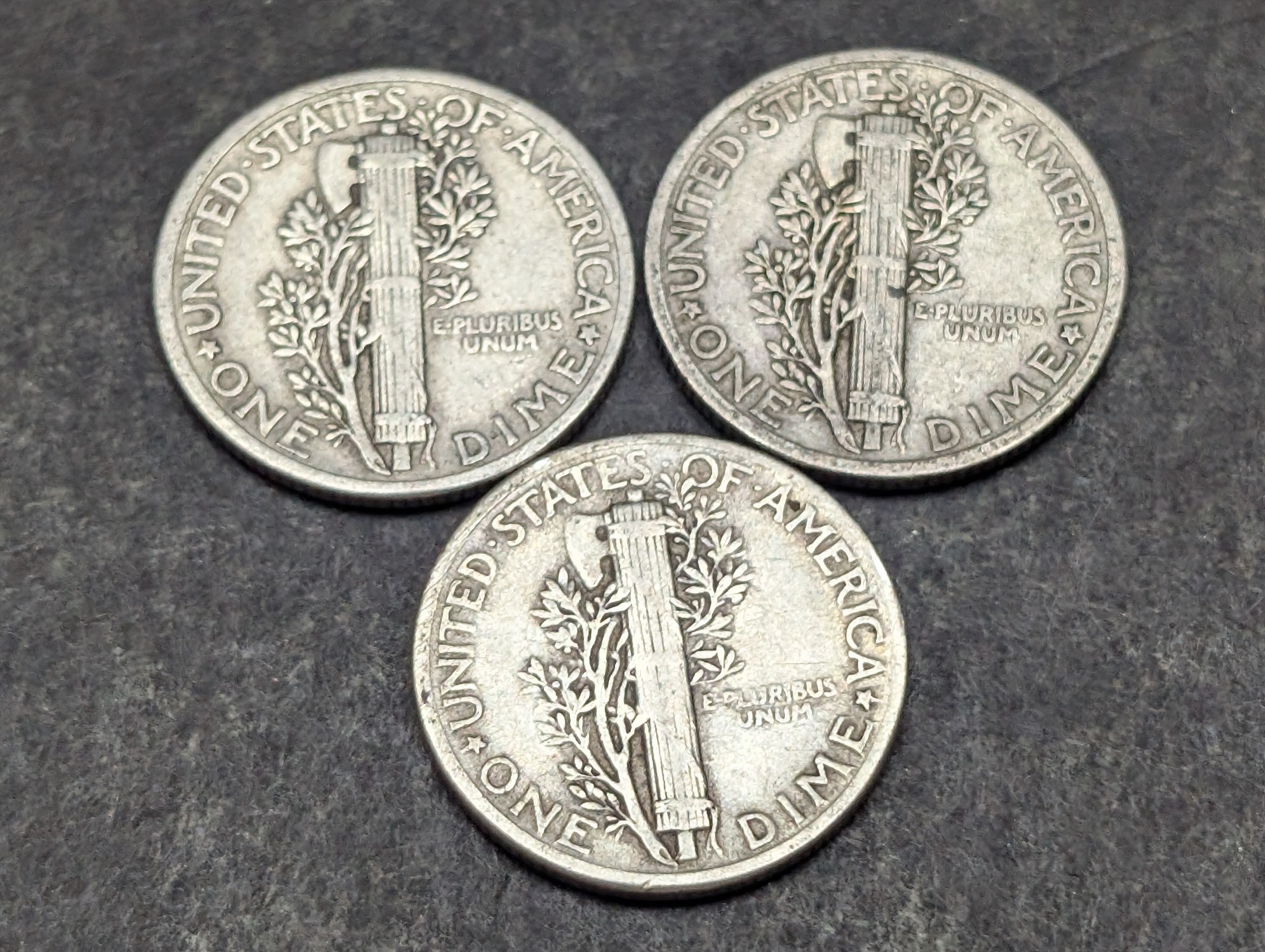 1940, 1941, & 1945 Mercury 90% Silver Dimes