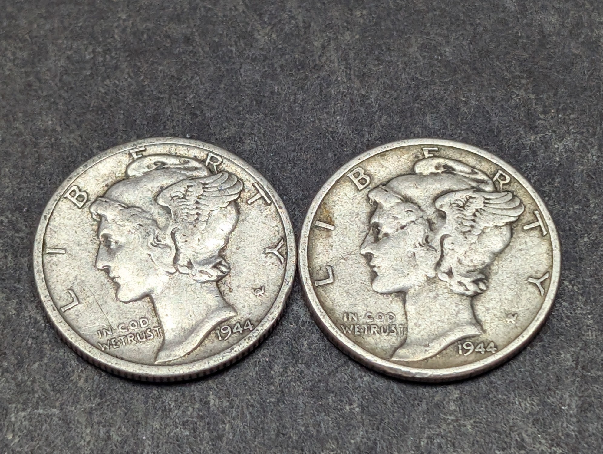 1944-P, D, & S Mercury 90% Silver Dimes