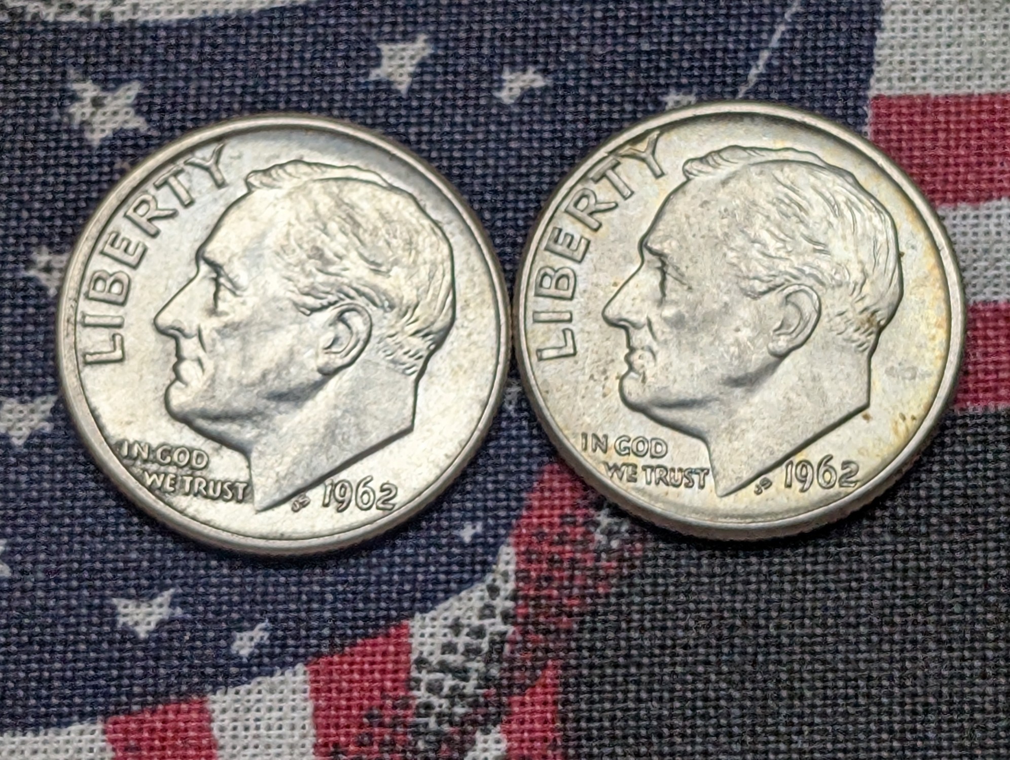 1962-P&D Roosevelt Dimes, 90% Silver